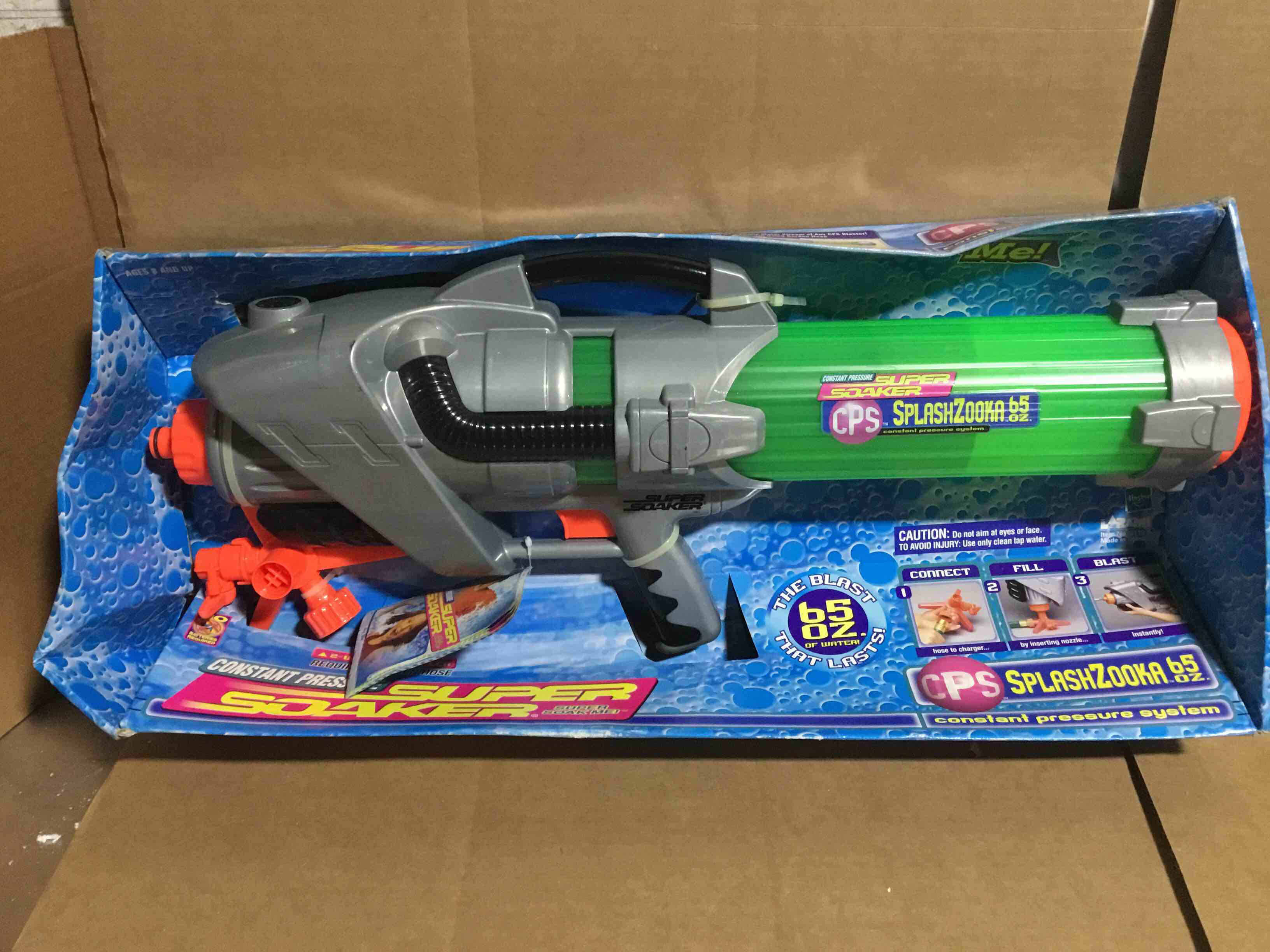 Condition photo showing New/Like New for Vtg Larami Super Soaker Cps Splashzooka 65 Oz Water Squirt Gun Tested