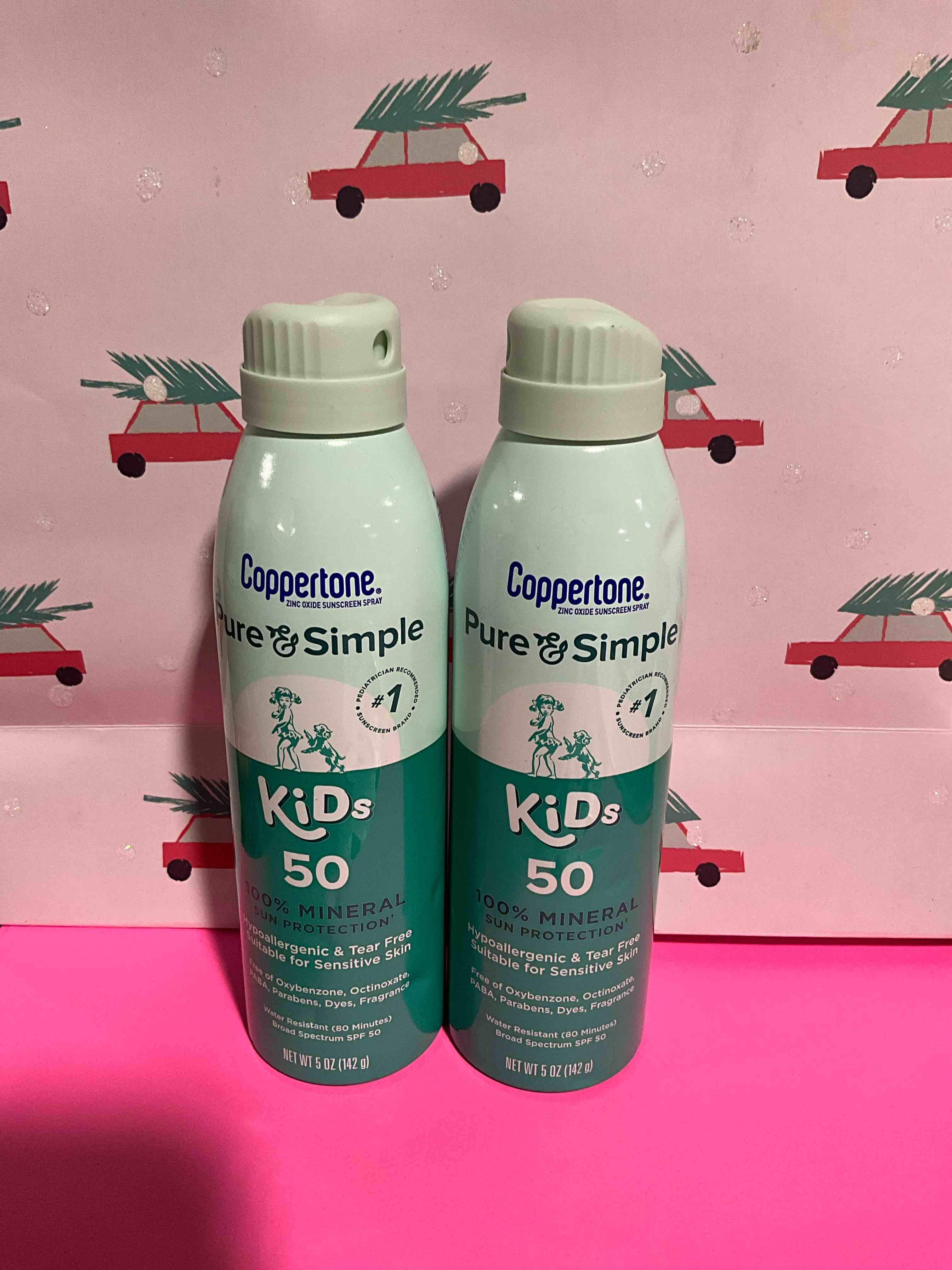 Pack of 2 Coppertone Pure and Simple Kids Spray Sunscreen  SPF 50  5 oz, EXP 06/2026