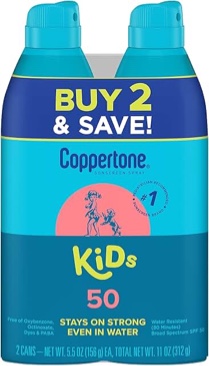 Pack of 2 Coppertone Kids Sunscreen Spray  SPF 50 Spray Sunscreen for Kids  5.5 Oz, EXP 11/2025