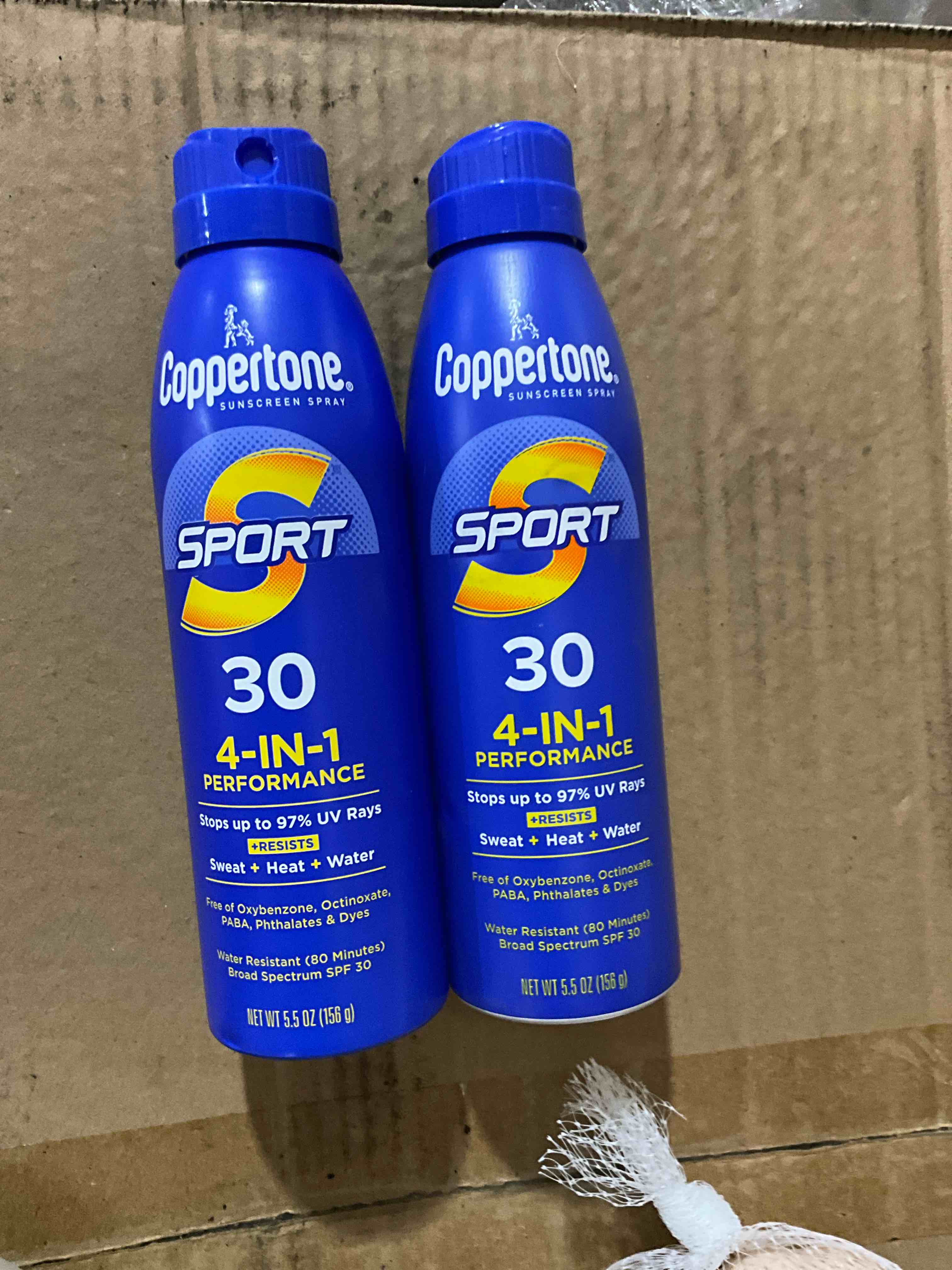 Pack of 2 Coppertone Sport Sunscreen Spray SPF 30, Water Resistant Spray Sunscreen for Body, 5.5 Oz (Packaging May Vary)