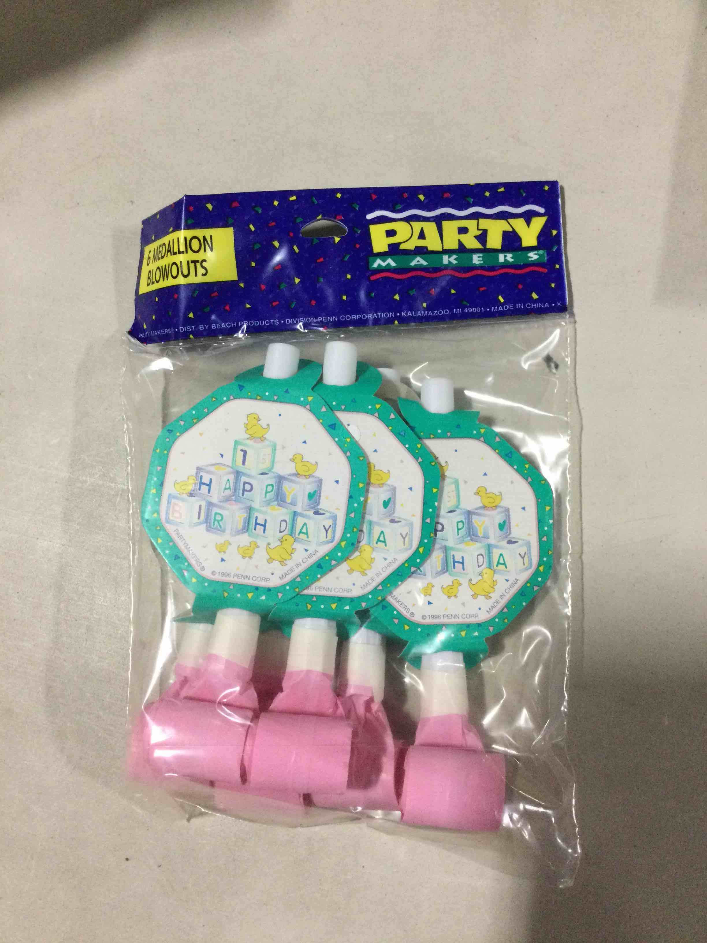 Party Market  6 birthday medallions blowouts pink