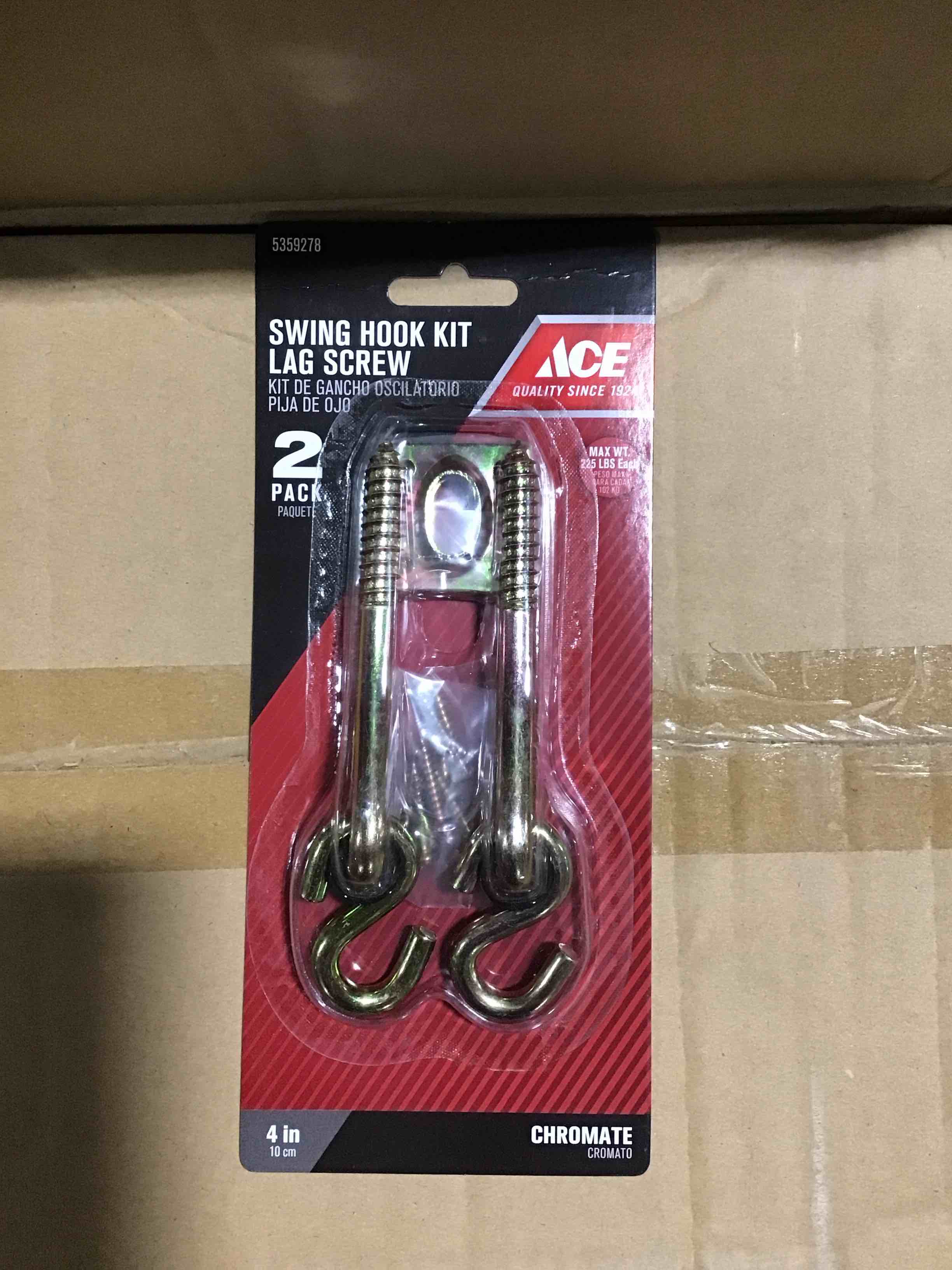 Condition photo showing Brand New for ace small chrome silver steel 4 in. l swing hook kit 225 lb 2 pk