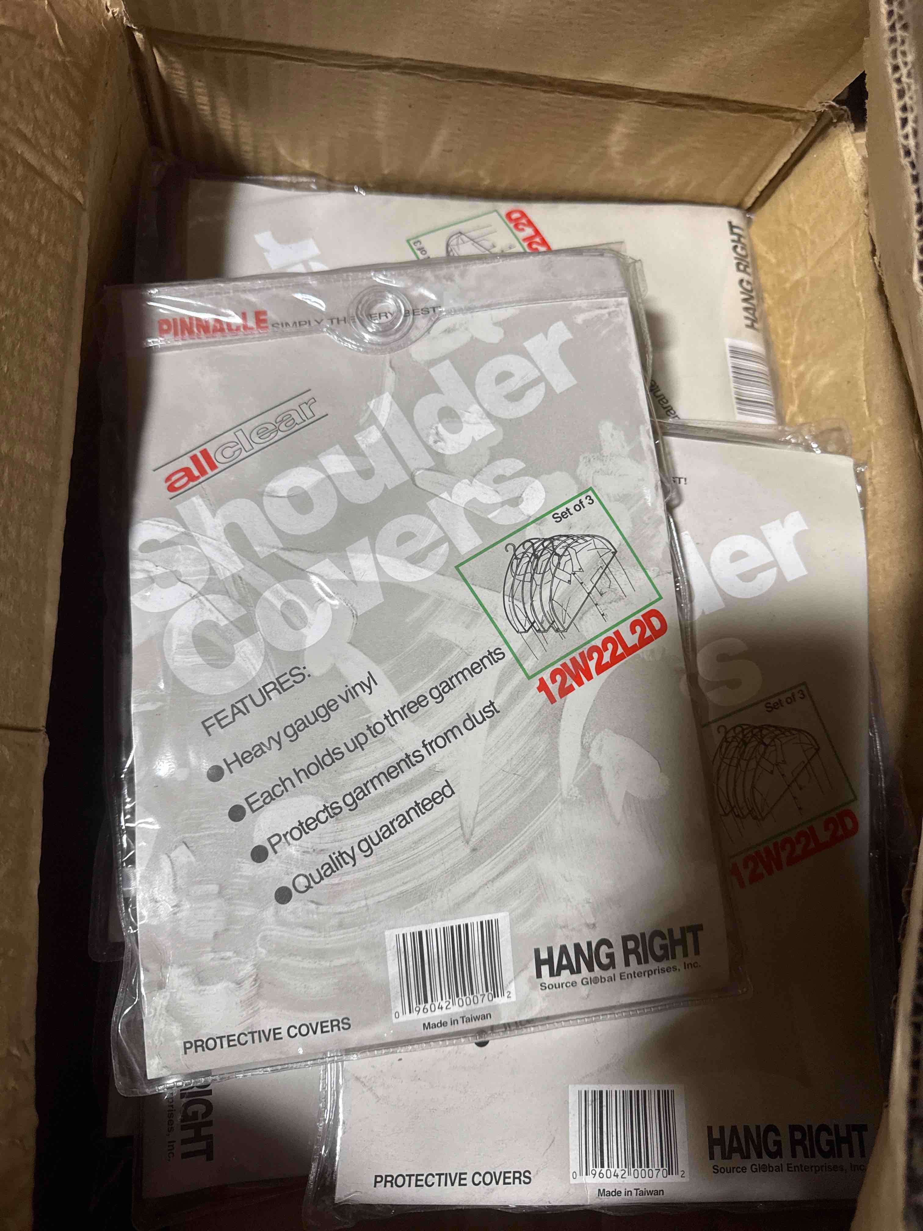 Condition photo showing New/Like New for case of 72 all clear shoulder covers set of 3