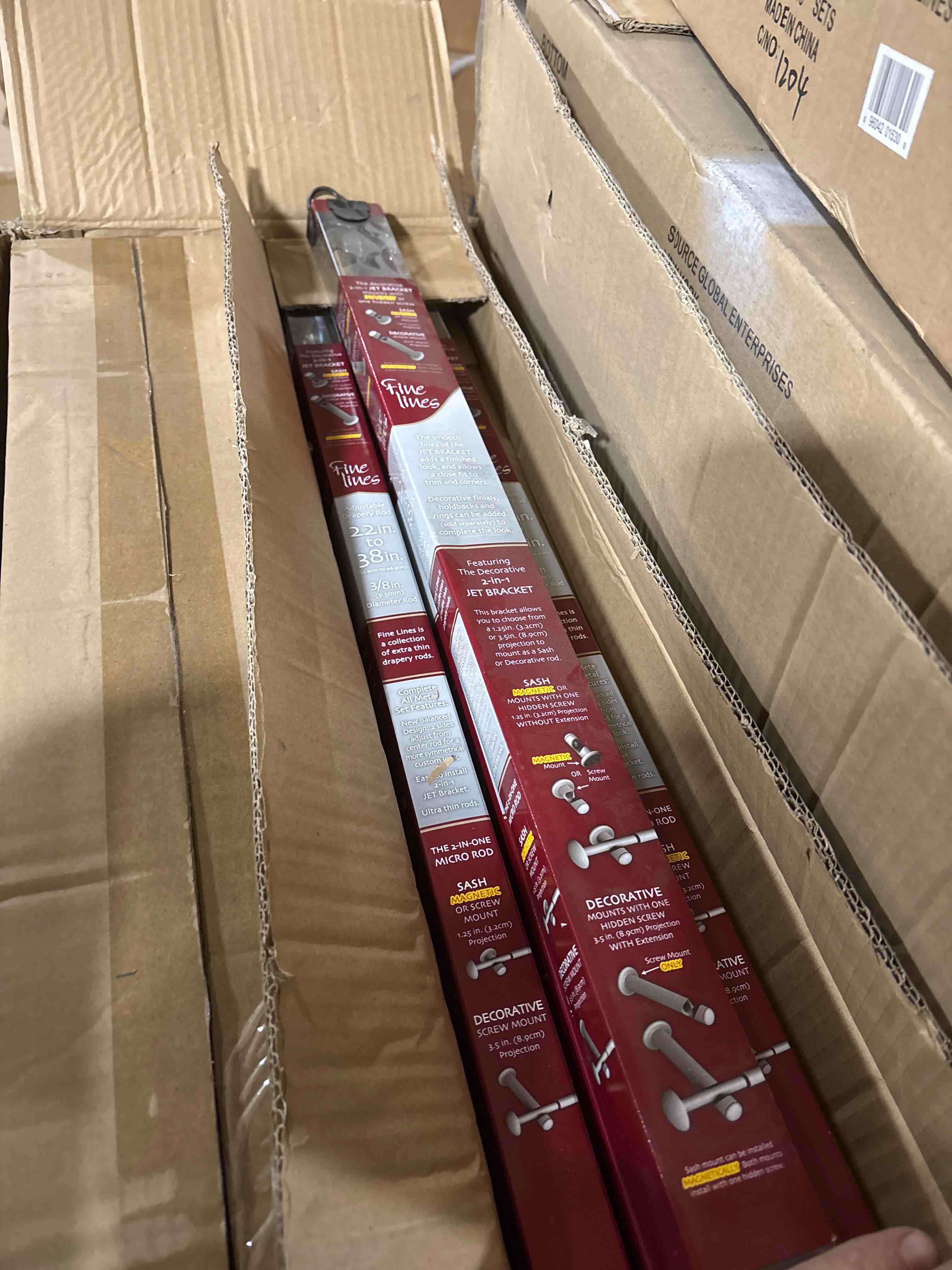 lot of 4 Fine Lines Rod Set - Antique Gold 22 inches to 38 inches