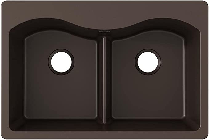 Elkay ELGOU3321LMCO Quartz Classic Mocha 33"x 20-11/16"x 9" Double Bowl Sink