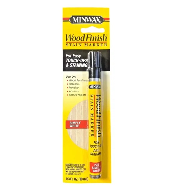 Case Of 6 Minwax Wood Finish Stain Marker, Simply White 275, 1/3 fl oz for Wood Furniture and Cabinets