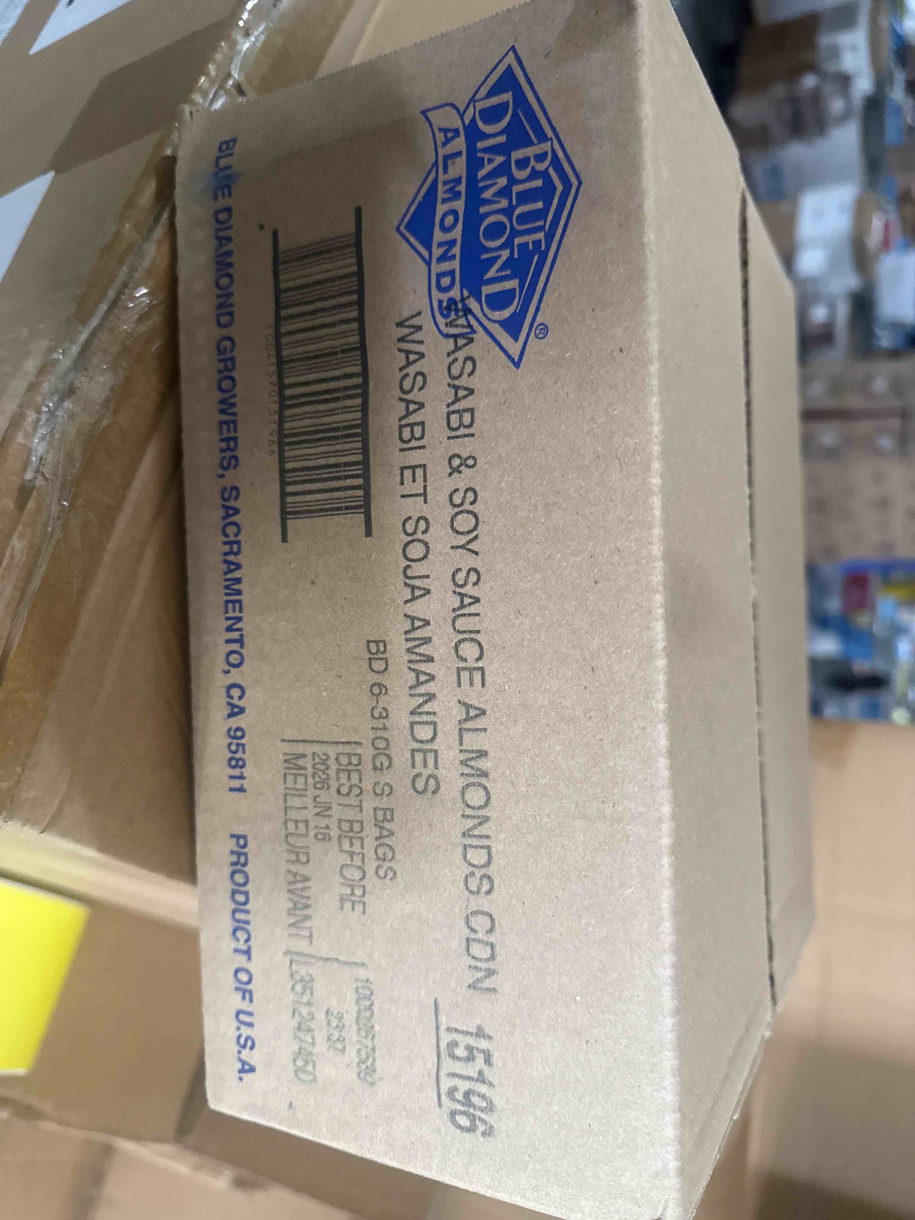 Condition photo showing New/Like New for blue diamond almonds blue diamond wasabi & soy sauce almonds 310g 310g- bb june 2026 bid per bag 