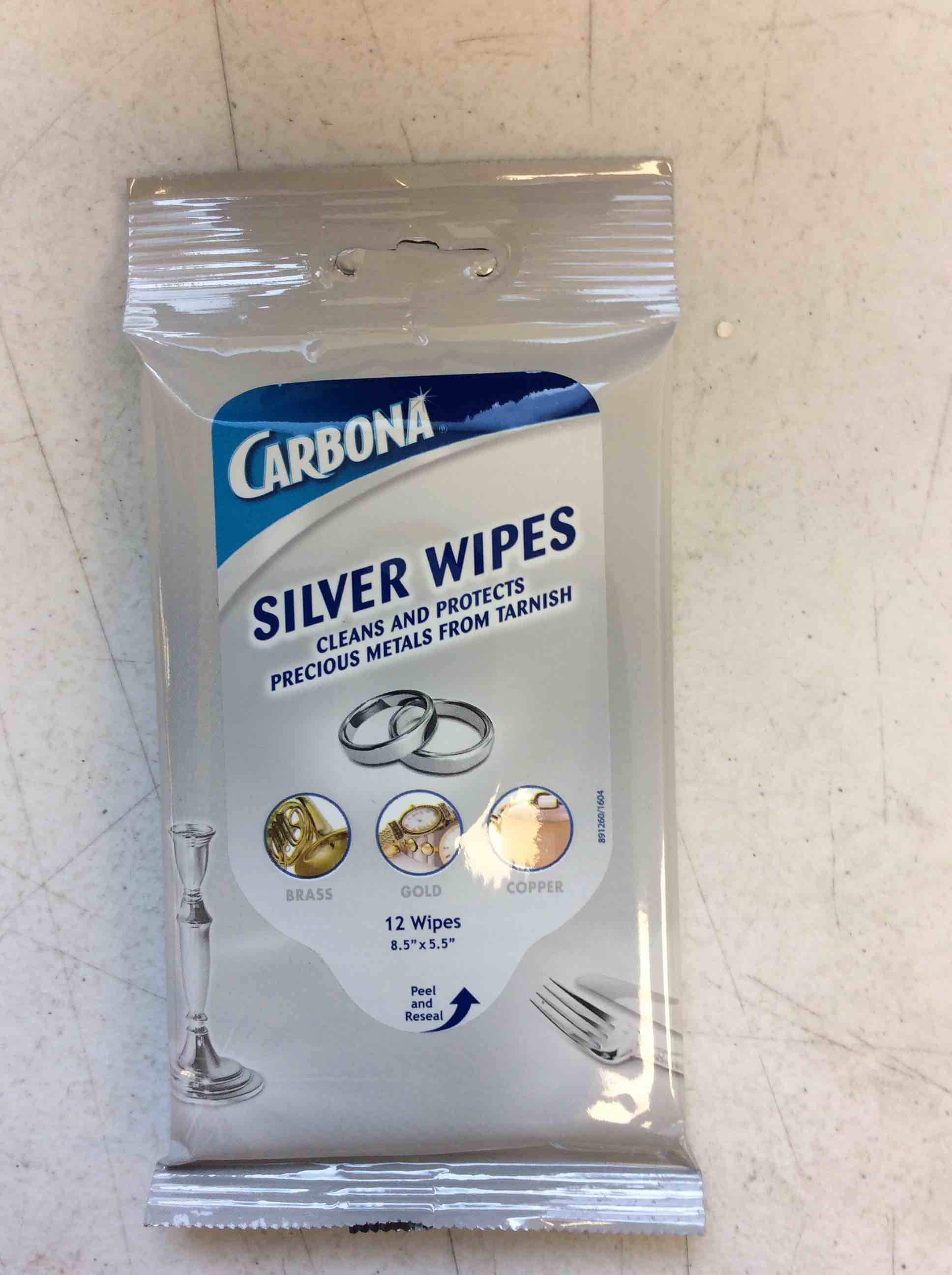 Condition photo showing New/Like New for 345 carbona silver wipes 12 sheets, 10 units 