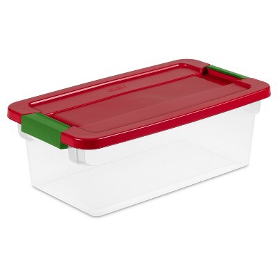 Sterilite 6qt ClearView Box - Clear with Red Lid and Green Latches