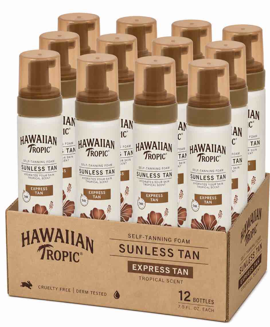 Case of 12 Hawaiian Tropic Sunless Tan 1 Hr. Express Self-Tanning Foam, 7oz | Express Tan, 1 Hour Self Tanner, Sunless Tanner, Sunless Tanning Foam, 7oz