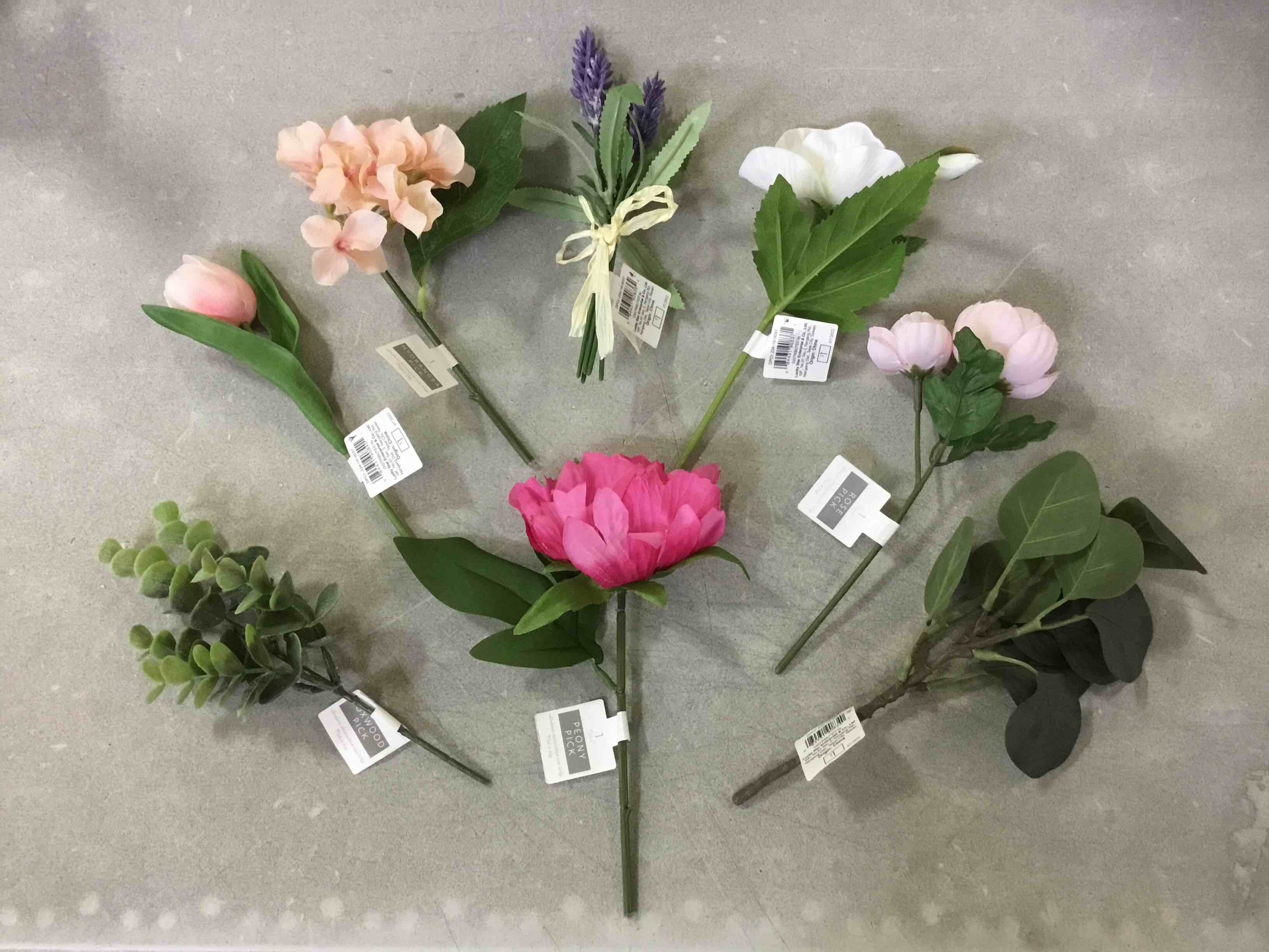 Assorted Faux Flower Stems 