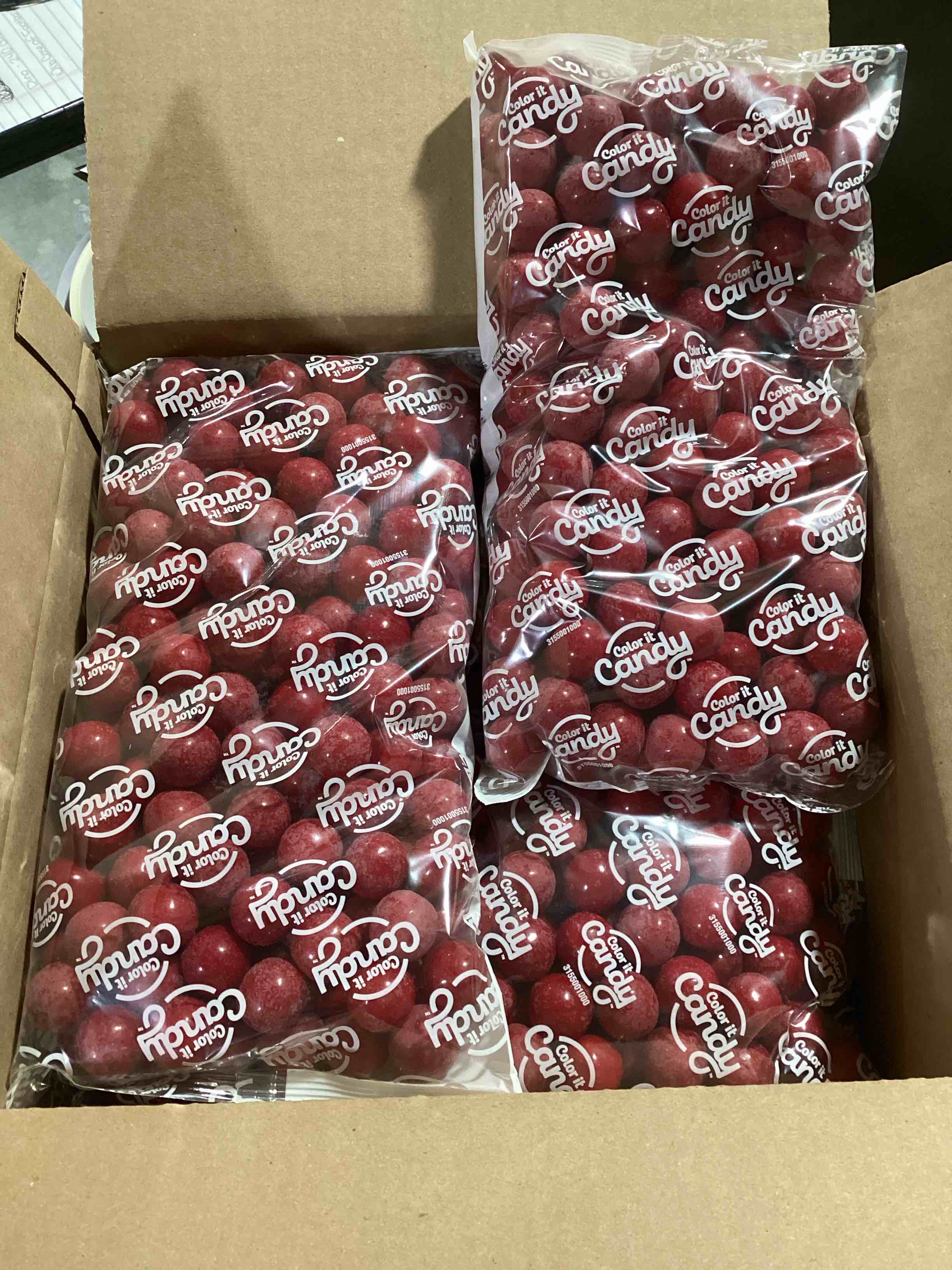 Case of 6 (2 Lb. Bags) Color It Candy .75 Inch Red Gumballs