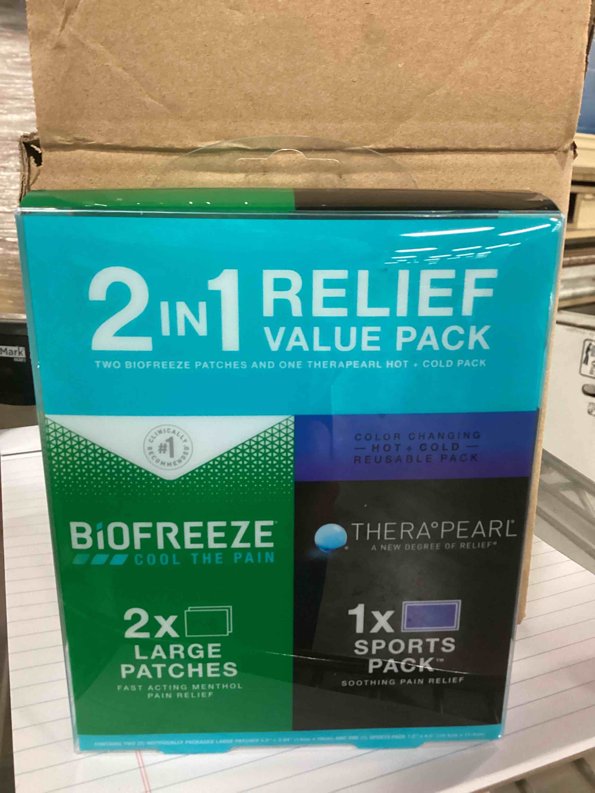 2 in 1 relief value pack 2 large bio freeze patches and thera pearl sports pack 