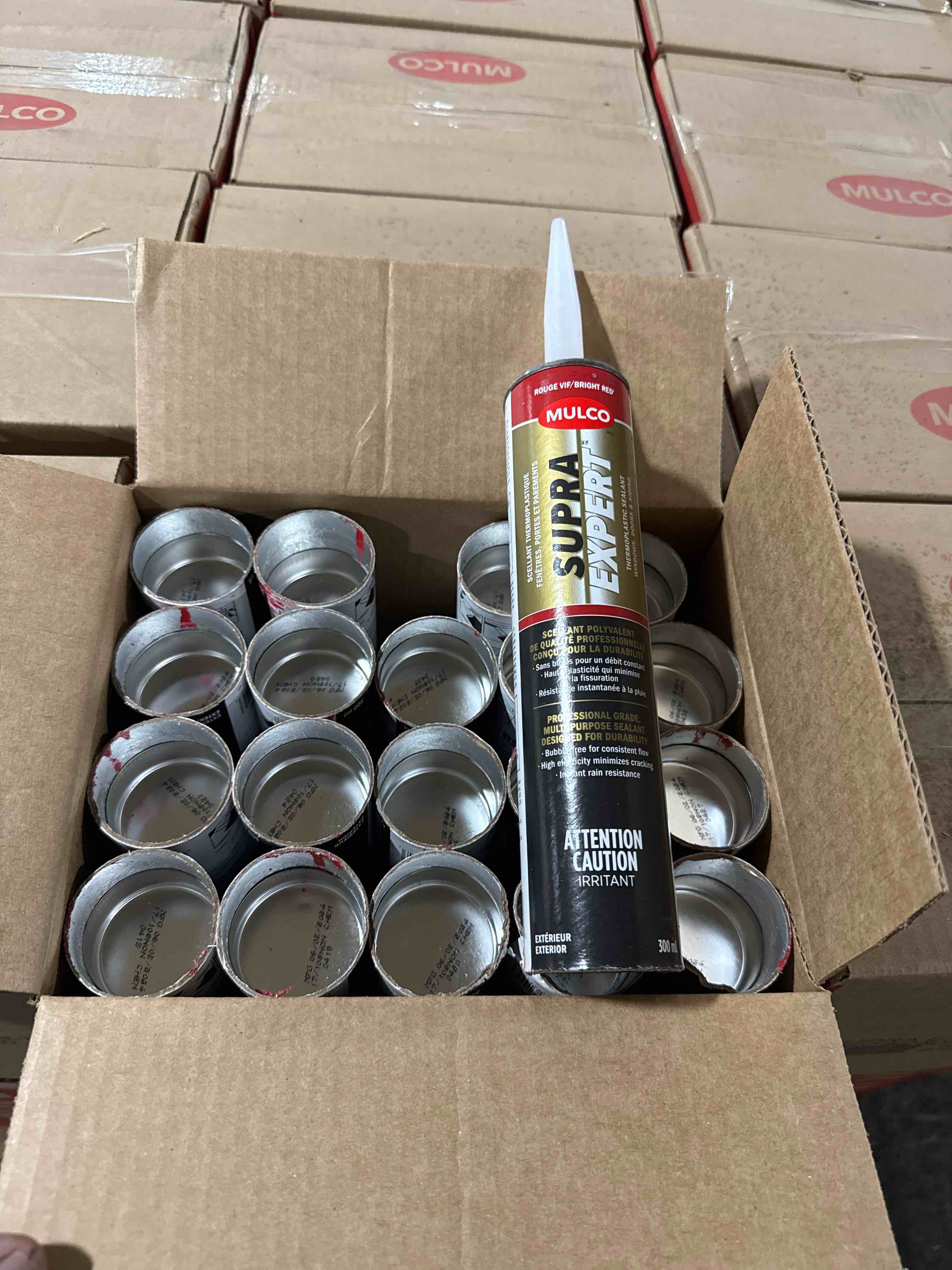 case of 20 300ml tubes mulco Supra expert sealant bright red 