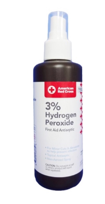 box of american red cross 3% hydrogen peroxide first aid antiseptic