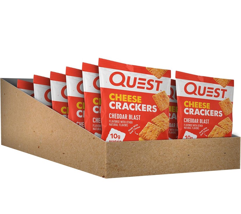 Quest Nutrition Cheese Crackers, Cheddar Blast, High Protein, Low Carb, Made with Real Cheese, 12 Packs (1.06 oz bags)