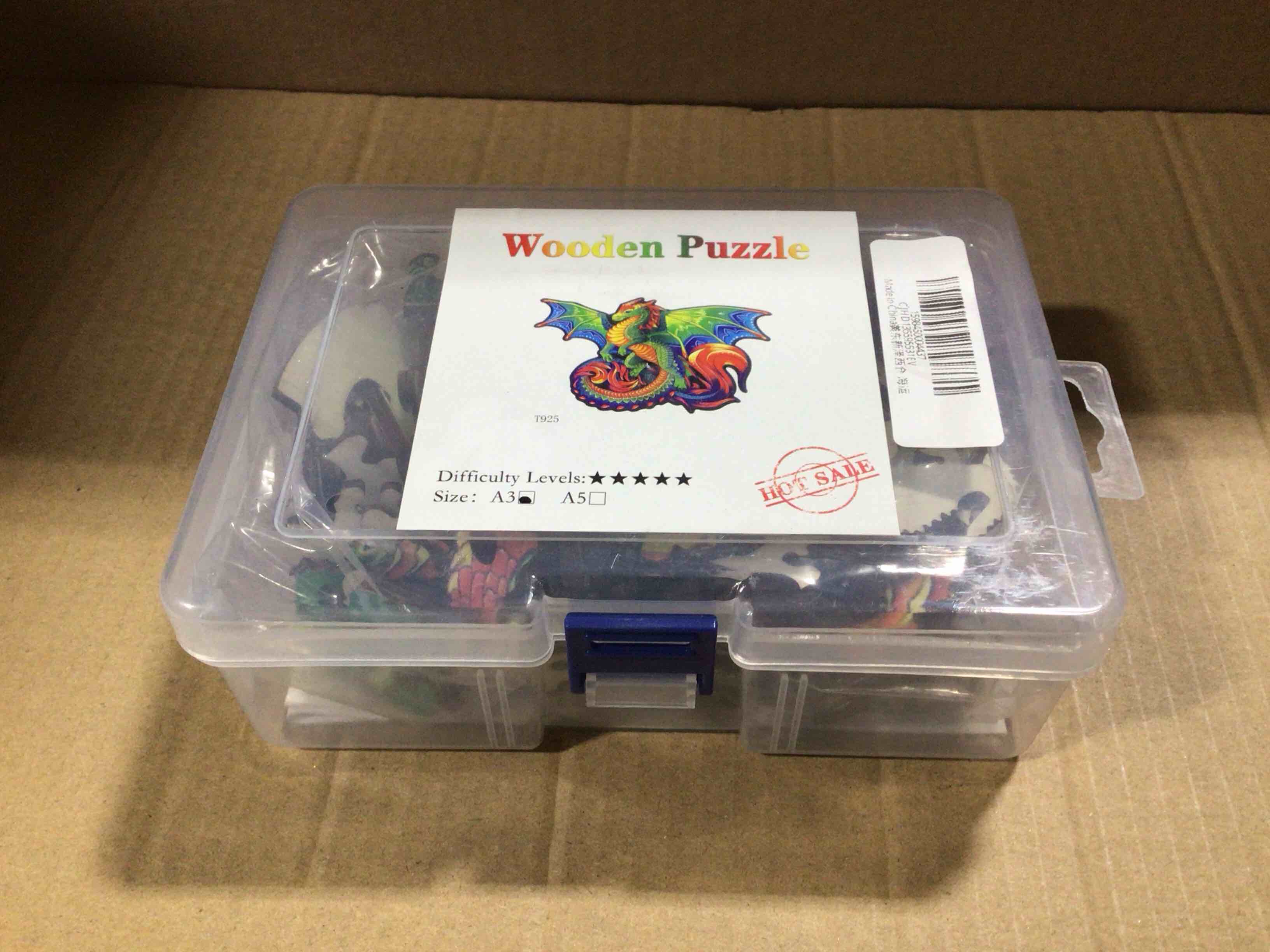 CraftHub Wooden Puzzle of a Dragon, Size A3 in a Plastic Box 