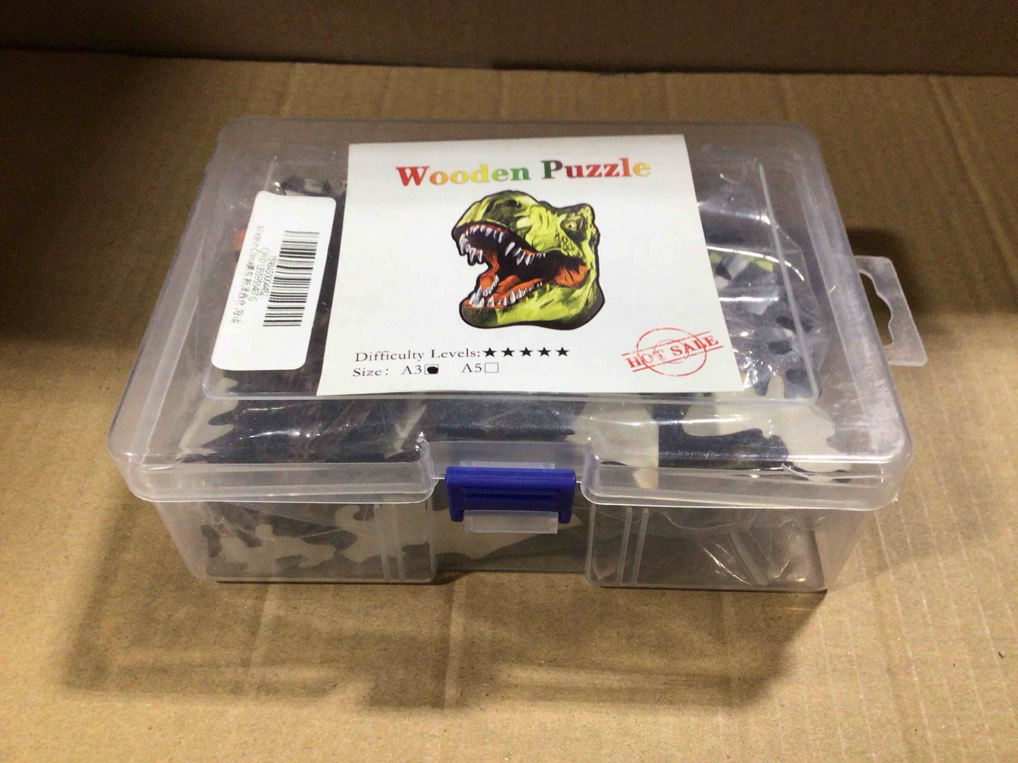 CraftHub Wooden Puzzle of a Dinosaur’s Head, Size A3 in a Plastic Box