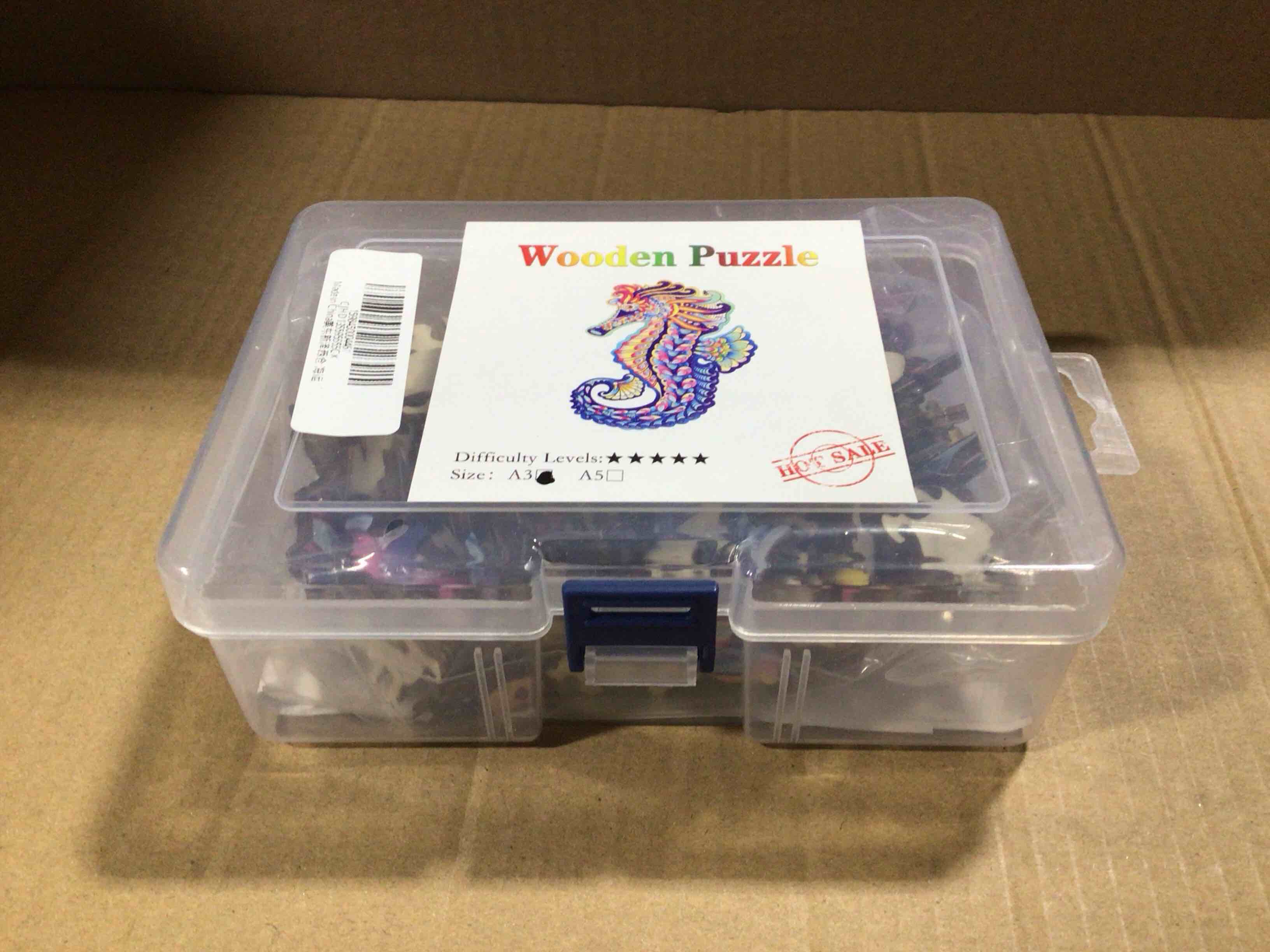 CraftHub Wooden Puzzle of a Sea Horse, Size A3 in a Plastic Box