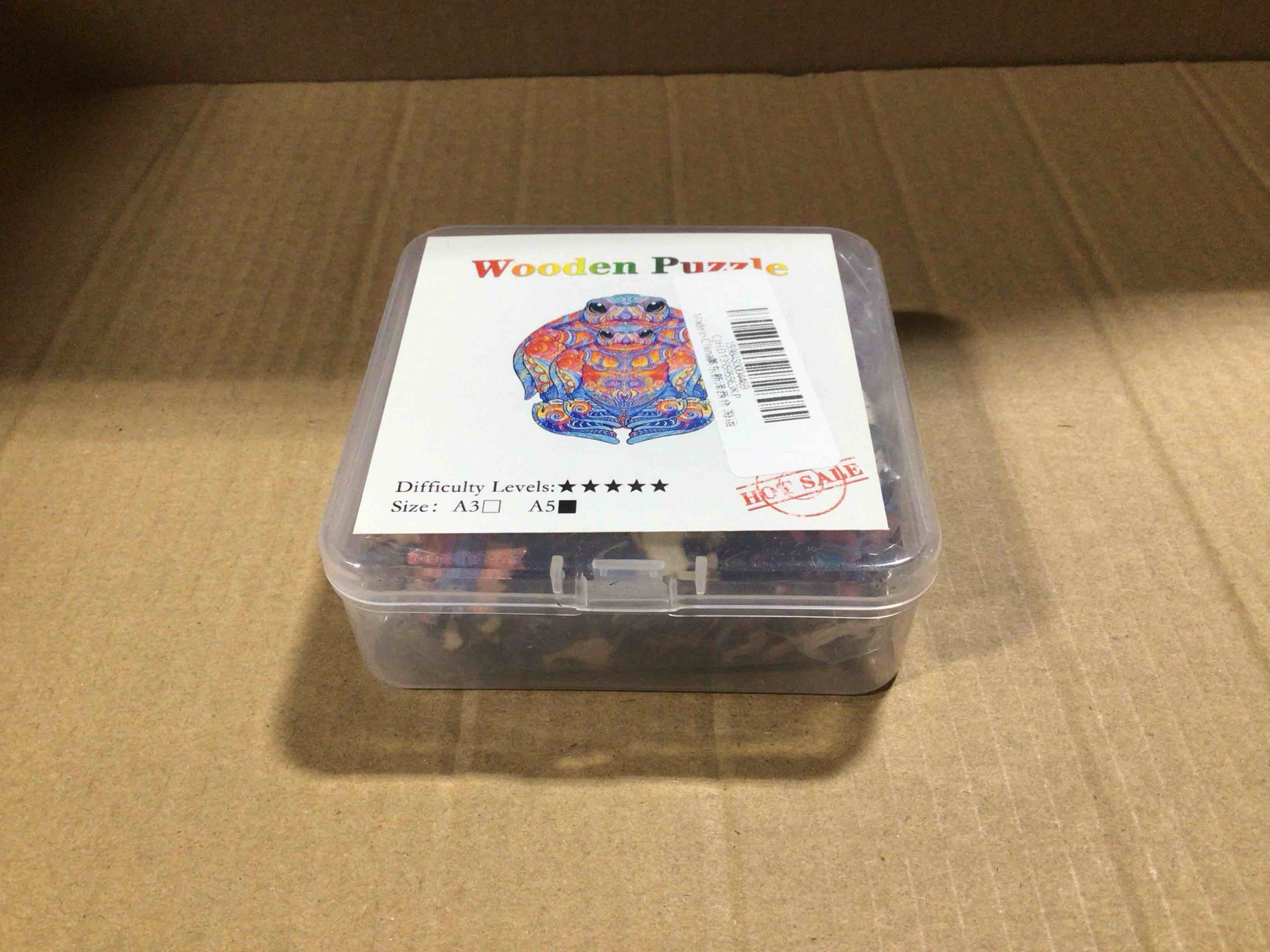 CraftHub Wooden Puzzle of Mamma and Baby Sea Turtles, Size A5 in a Plastic Box