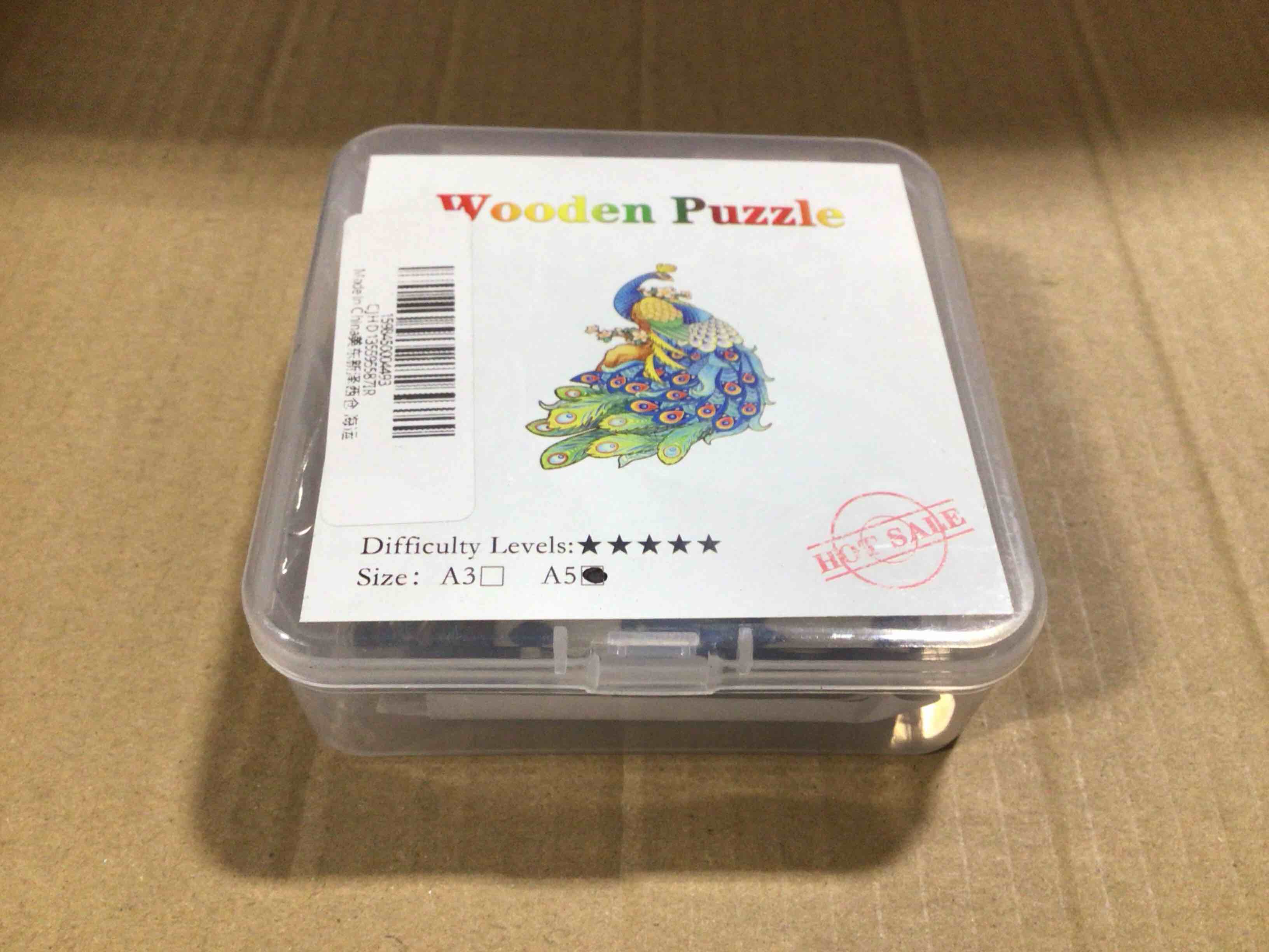 CraftHub Wooden Puzzle of a Peacock, Size A5 in a Plastic Box 