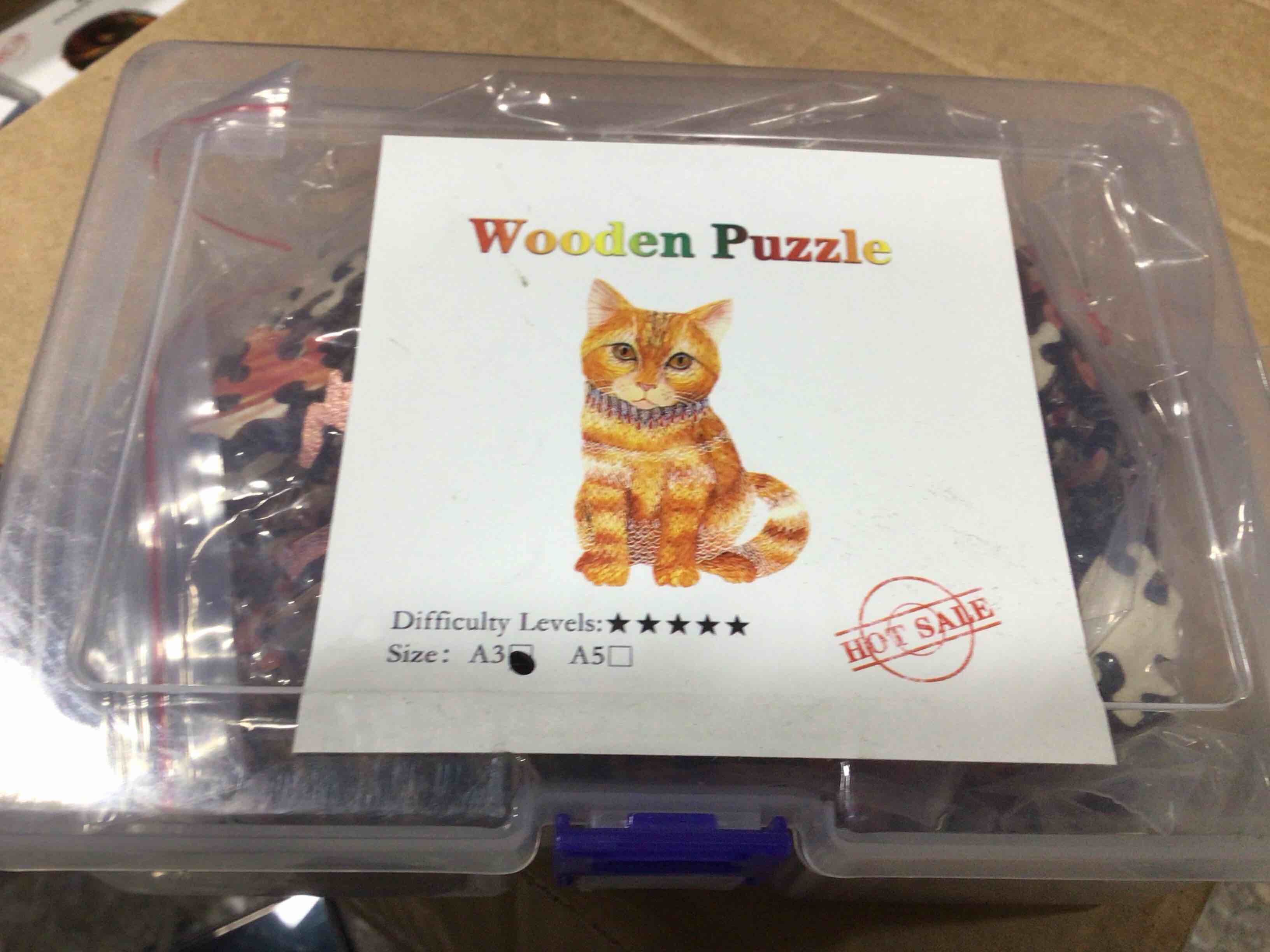 CraftHub Wooden Puzzle of Orange Kitten, Size A3 Plastic Box 