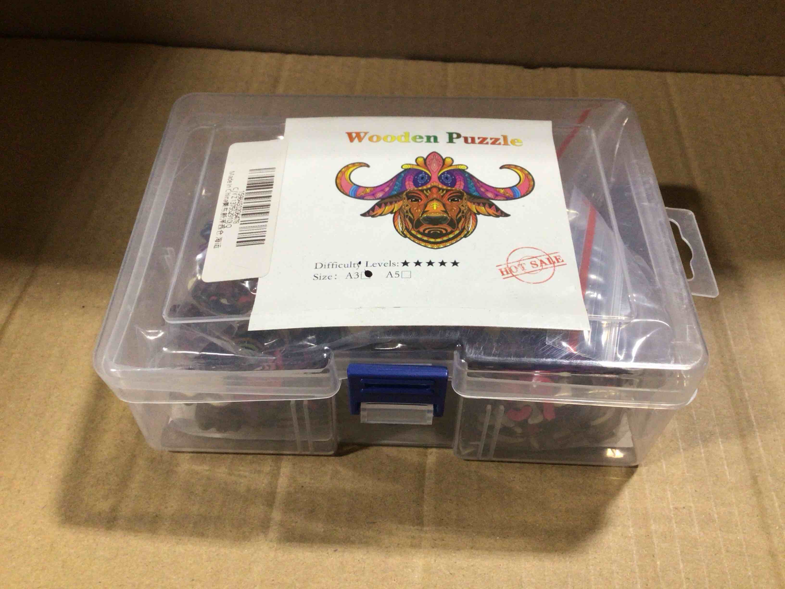 CraftHub Wooden Puzzle of a Bull’s Head, Size A3 in a Plastic Box