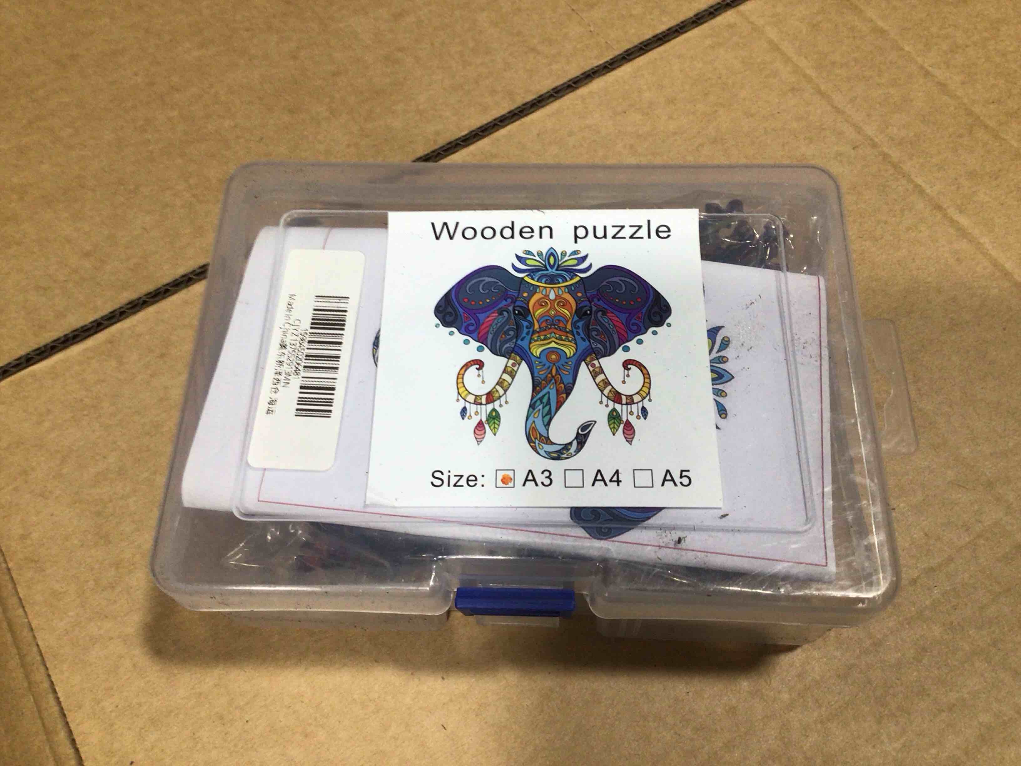 CraftHub Wooden Puzzle of Elephant, Size A3 in Plastic Box