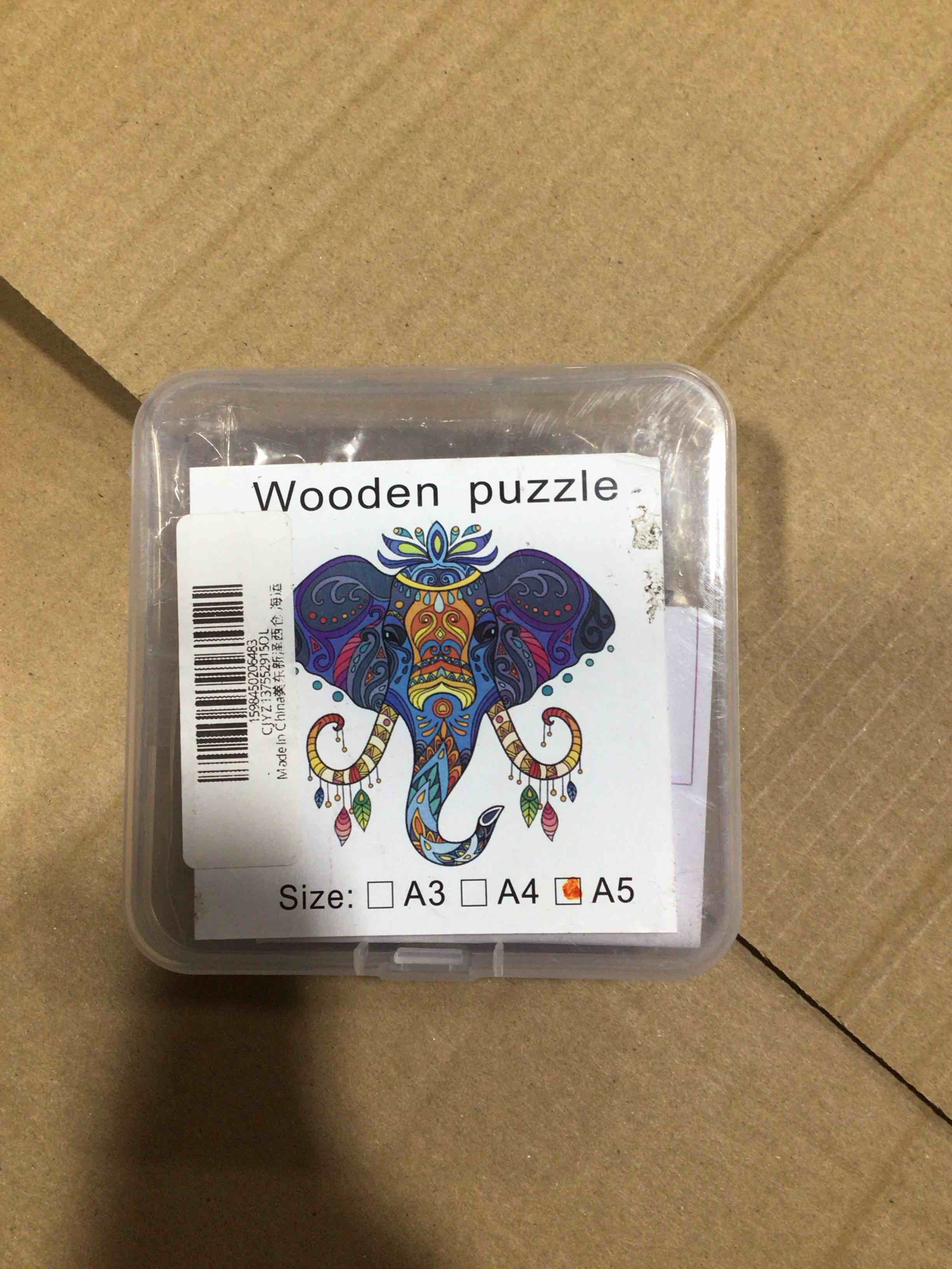 CraftHub Wooden Puzzle of Elephant, Size A4 in Plastic Box 