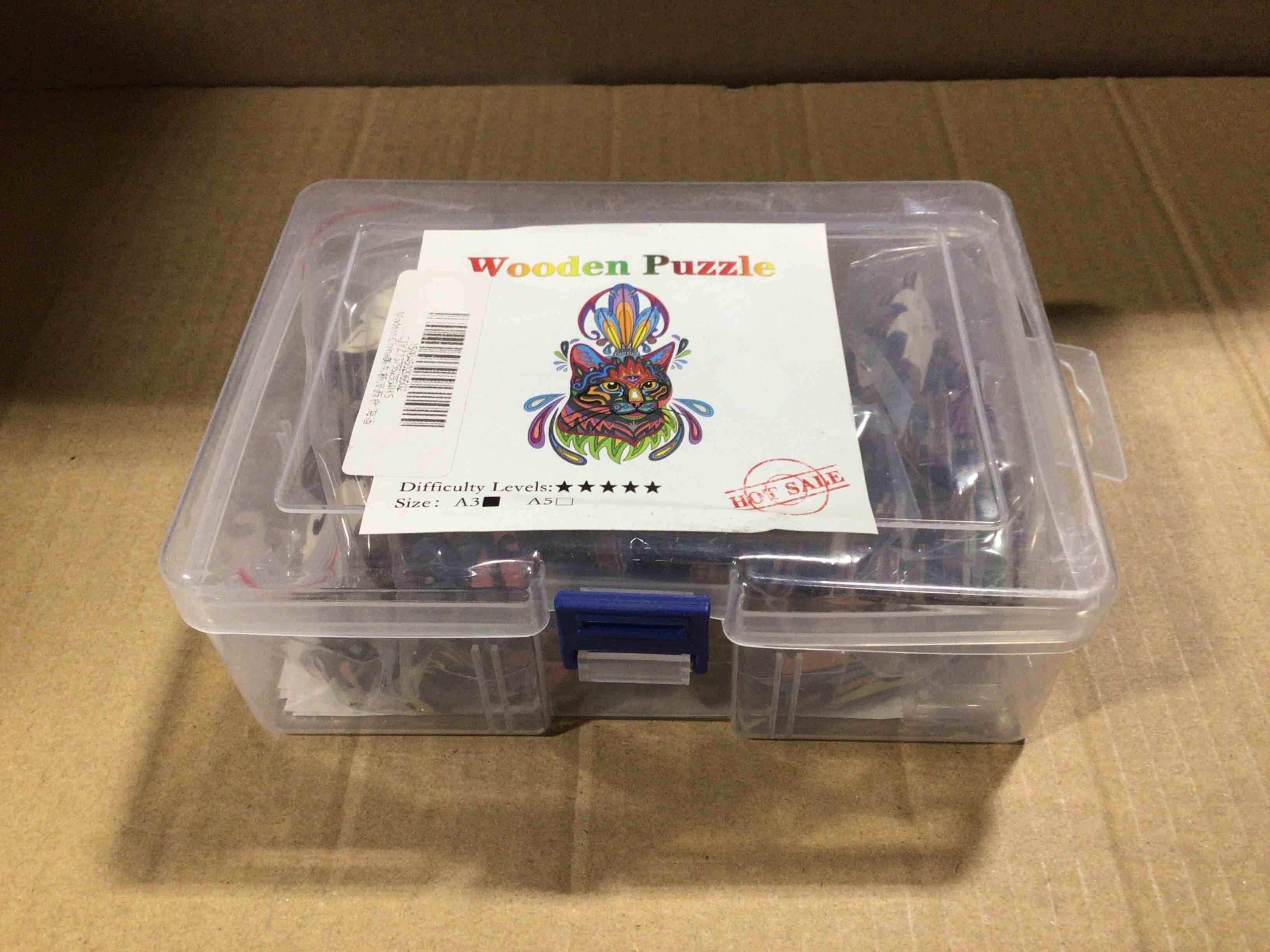 CraftHub Wooden Puzzle of a Cat, Size A3 in a Plastic Box