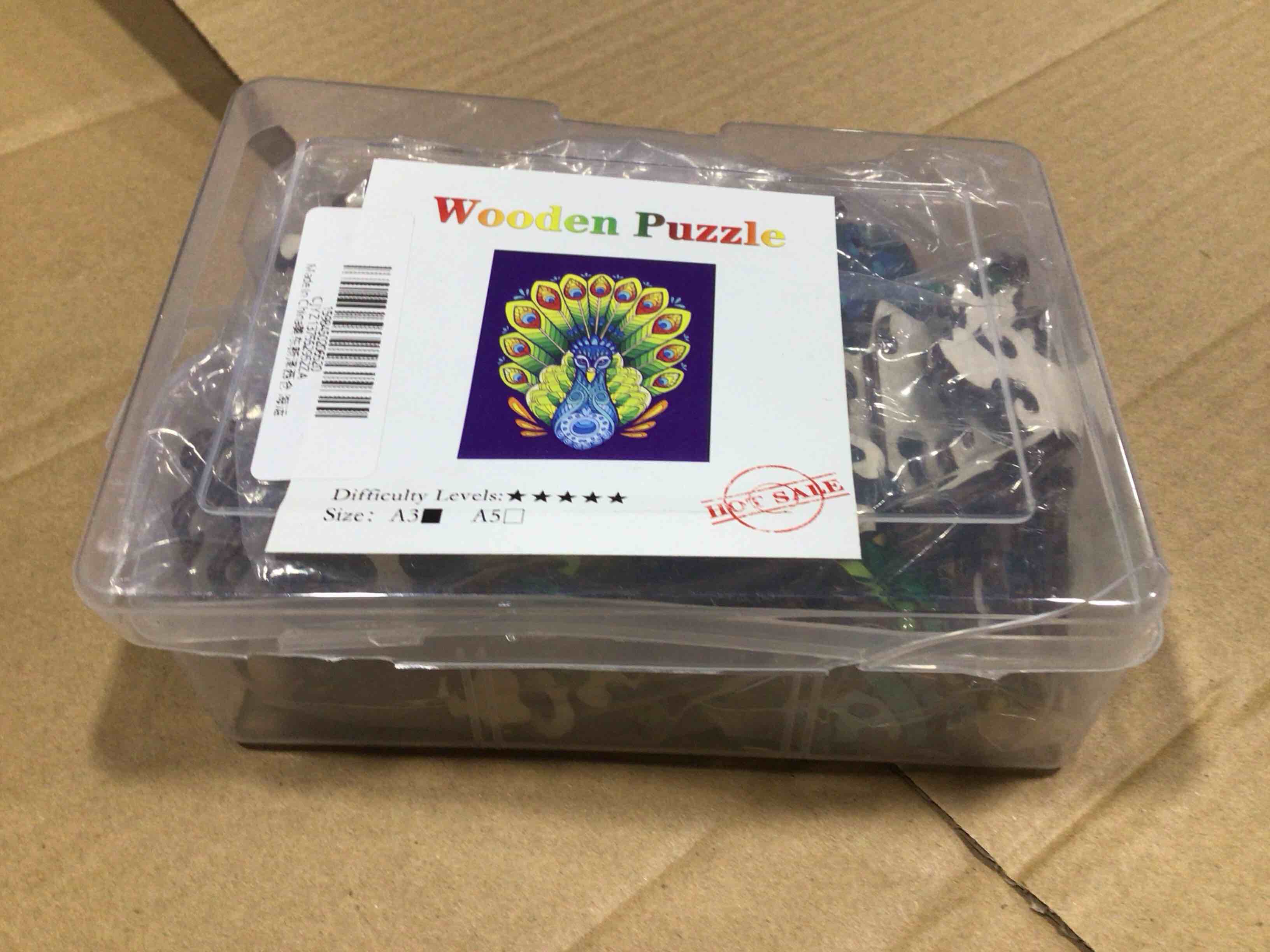 CraftHub Wooden Puzzle of a Peacock, Size A3 in Plastic Box