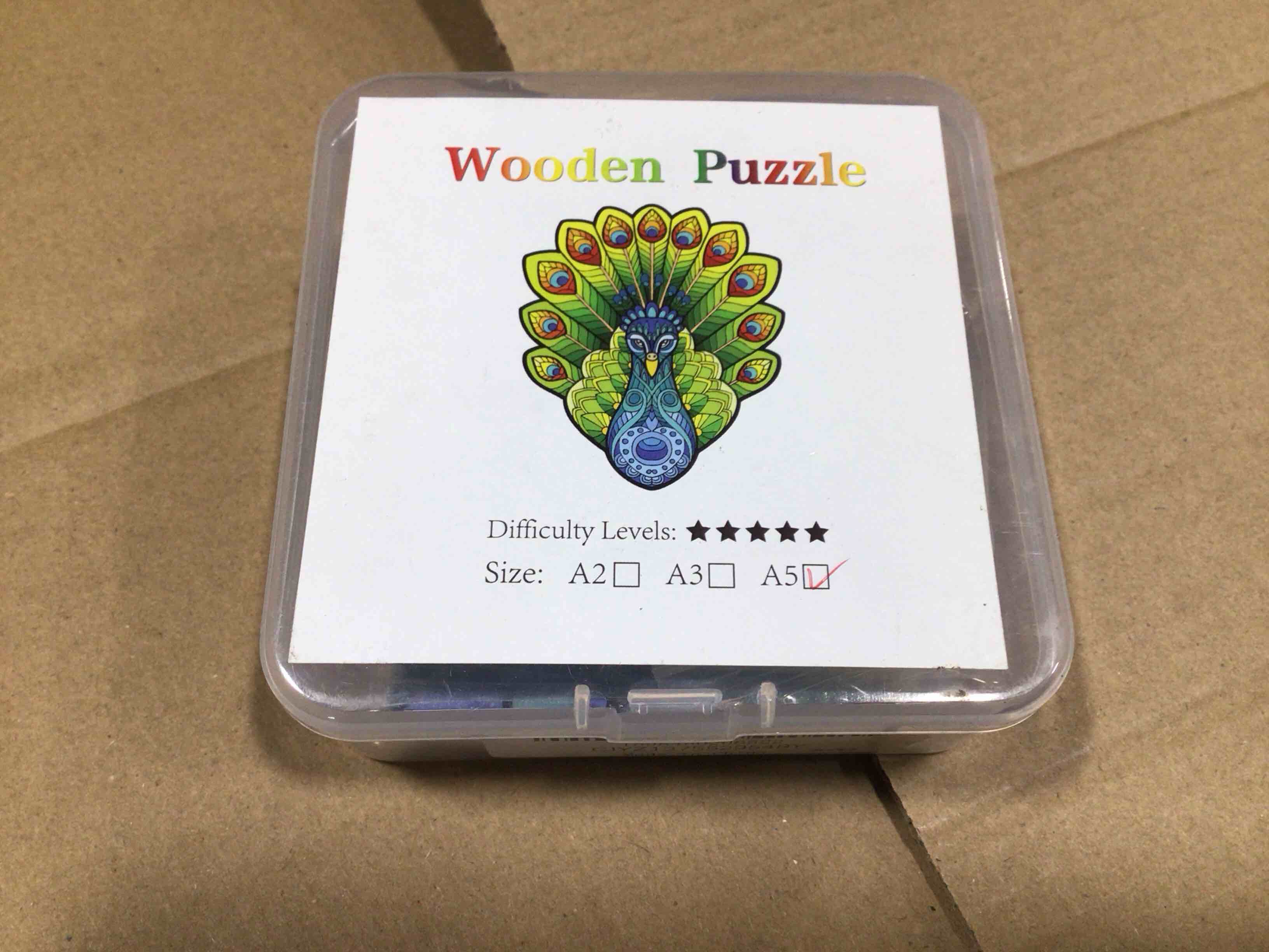 CraftHub Wooden Puzzle of Peacock, Size A5 in Plastic Box