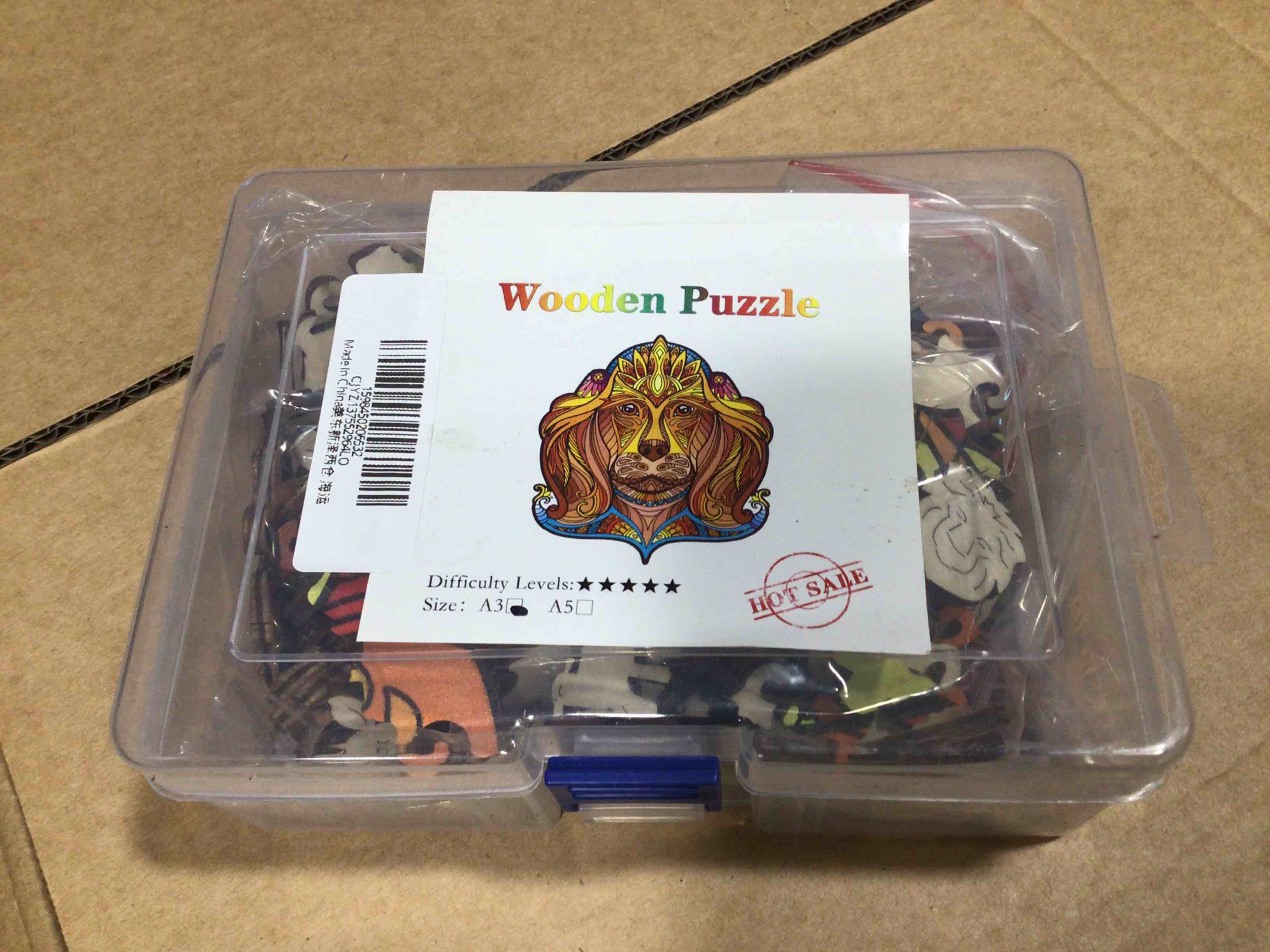 CraftHub Wooden Puzzle of a Dogs Face, Size A3 in Plastic Box