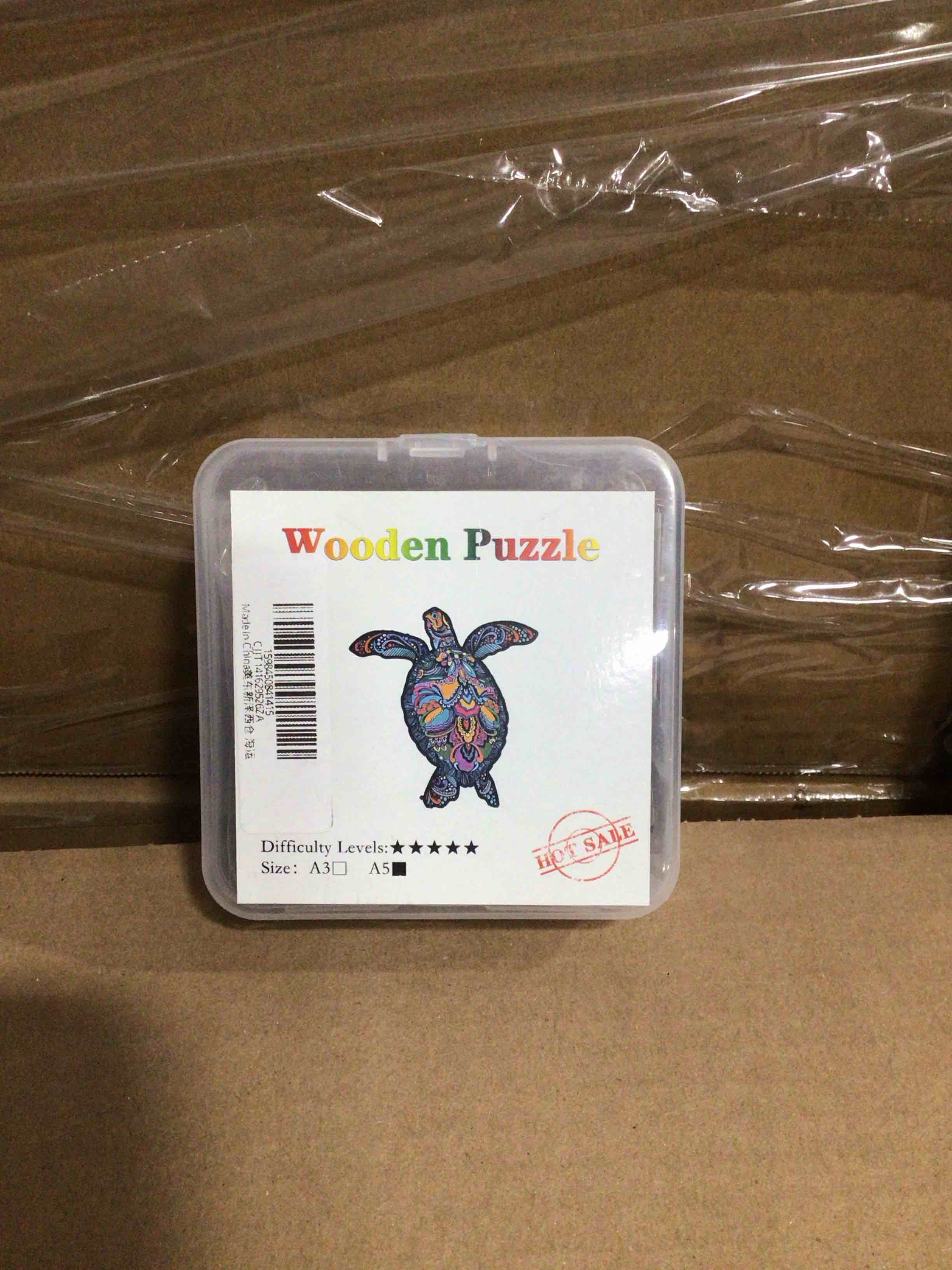 CraftHub Wooden Puzzle of a sea Turtle, Size A5 in Plastic Box