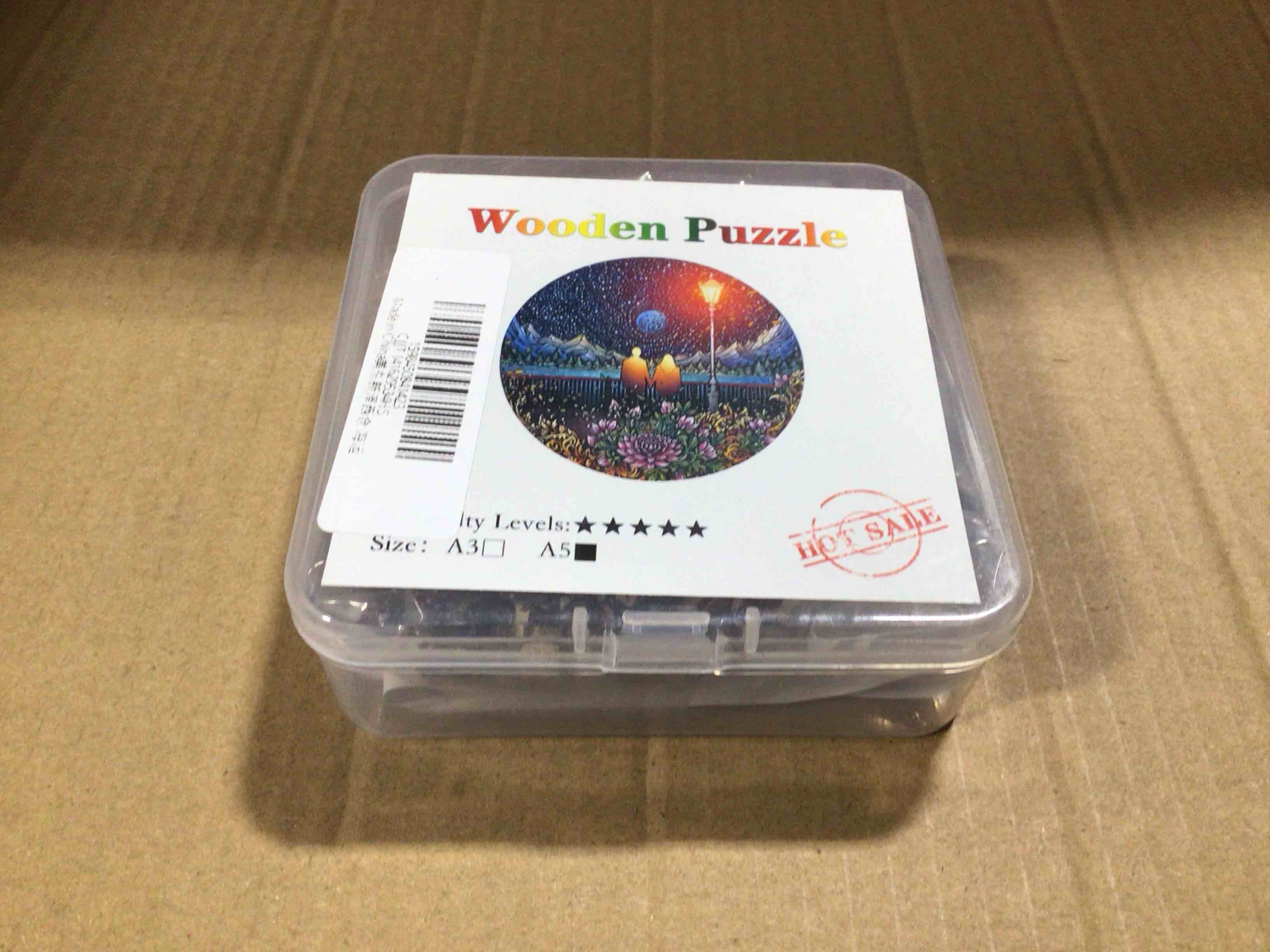 CraftHub Wooden Puzzle of a Couple Viewing the Night Sky, Size A5 in a Plastic Box