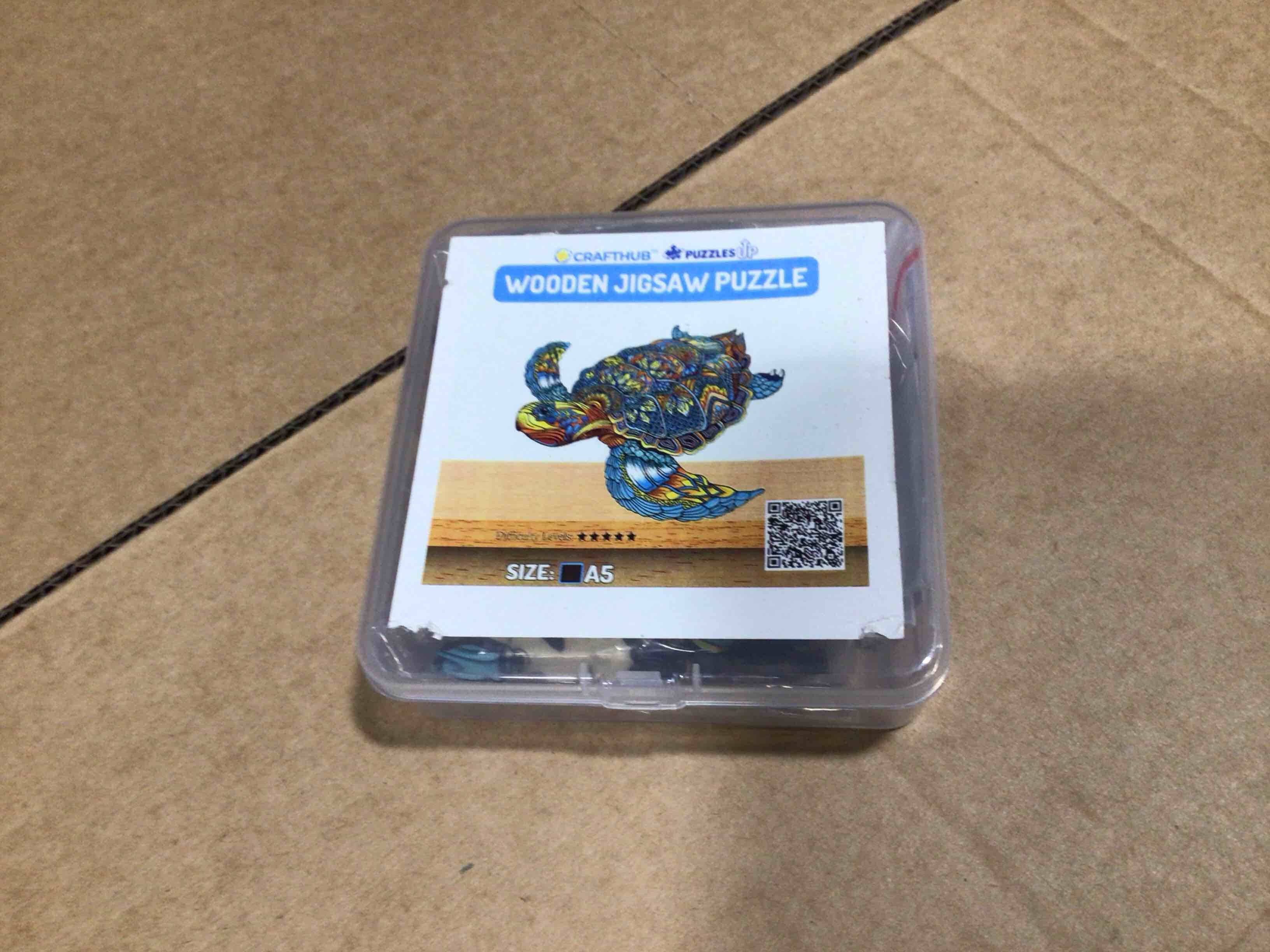 CraftHub Wooden Puzzle of Sea Turtle, Size A5 in Plastic Box 