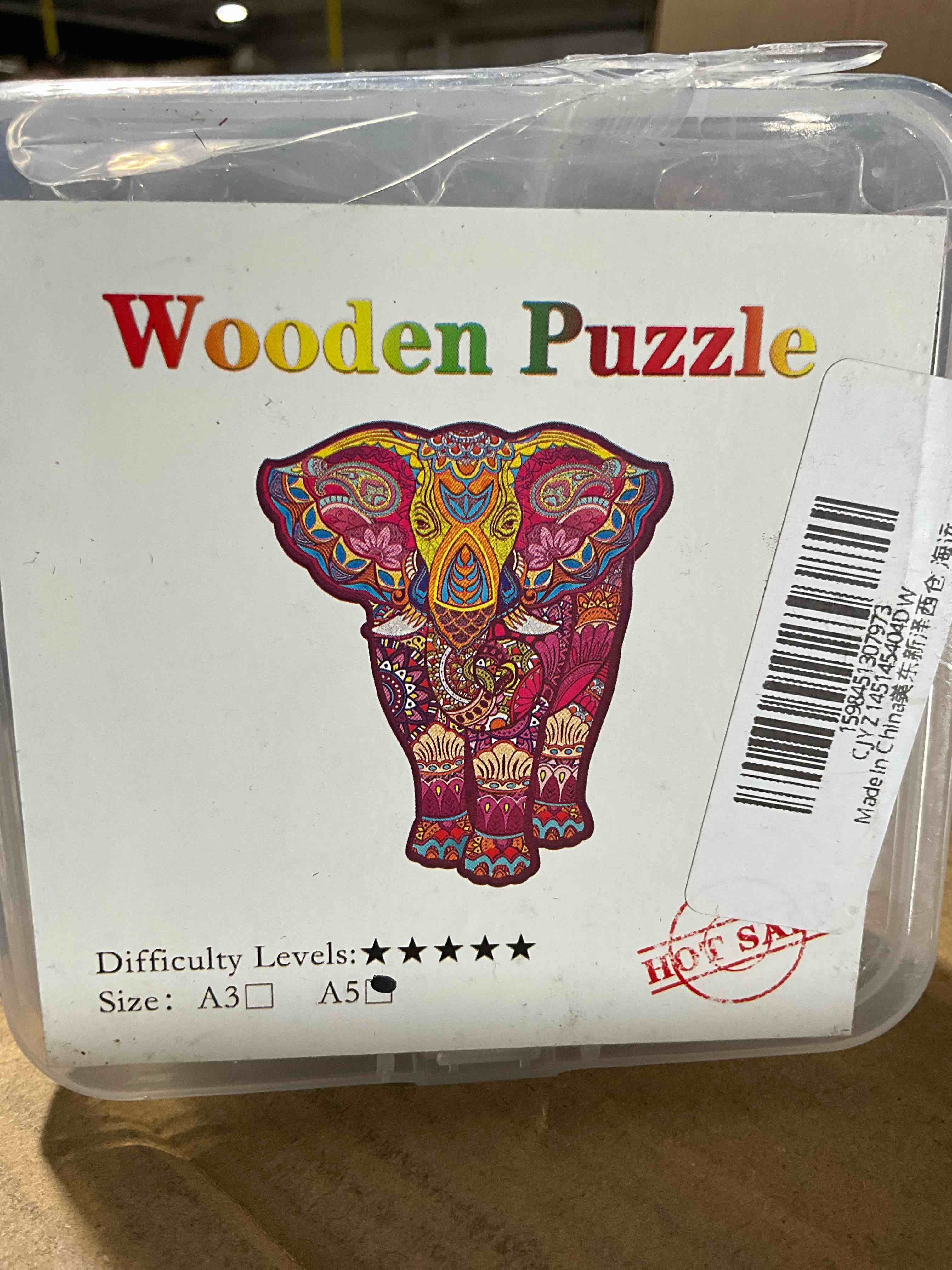 Adult Wooden Puzzle, Size A5 Elephant 