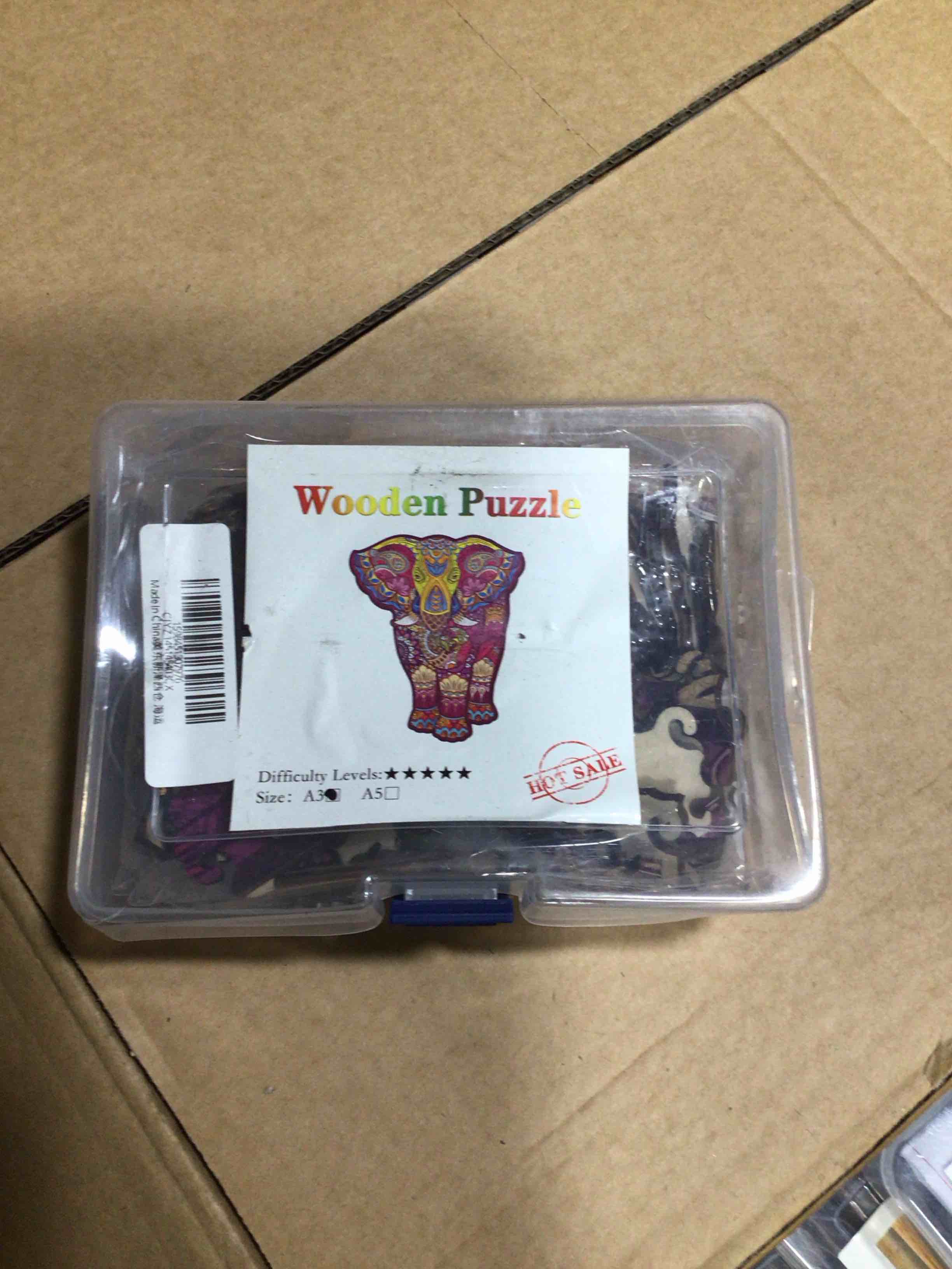 CraftHub Wooden Puzzle of Elephant, Size A3 in Plastic Box