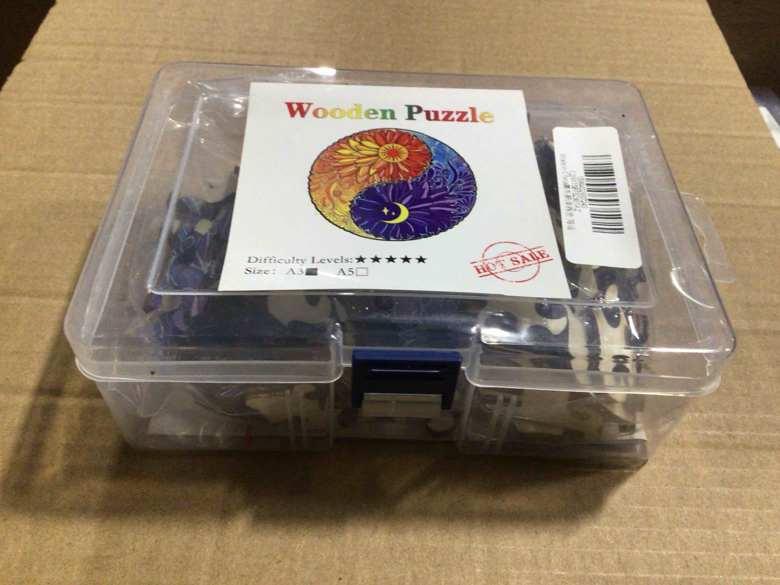 CraftHub Wooden Puzzle of Day and Night Yin Yang, Size A3 in a Plastic Box