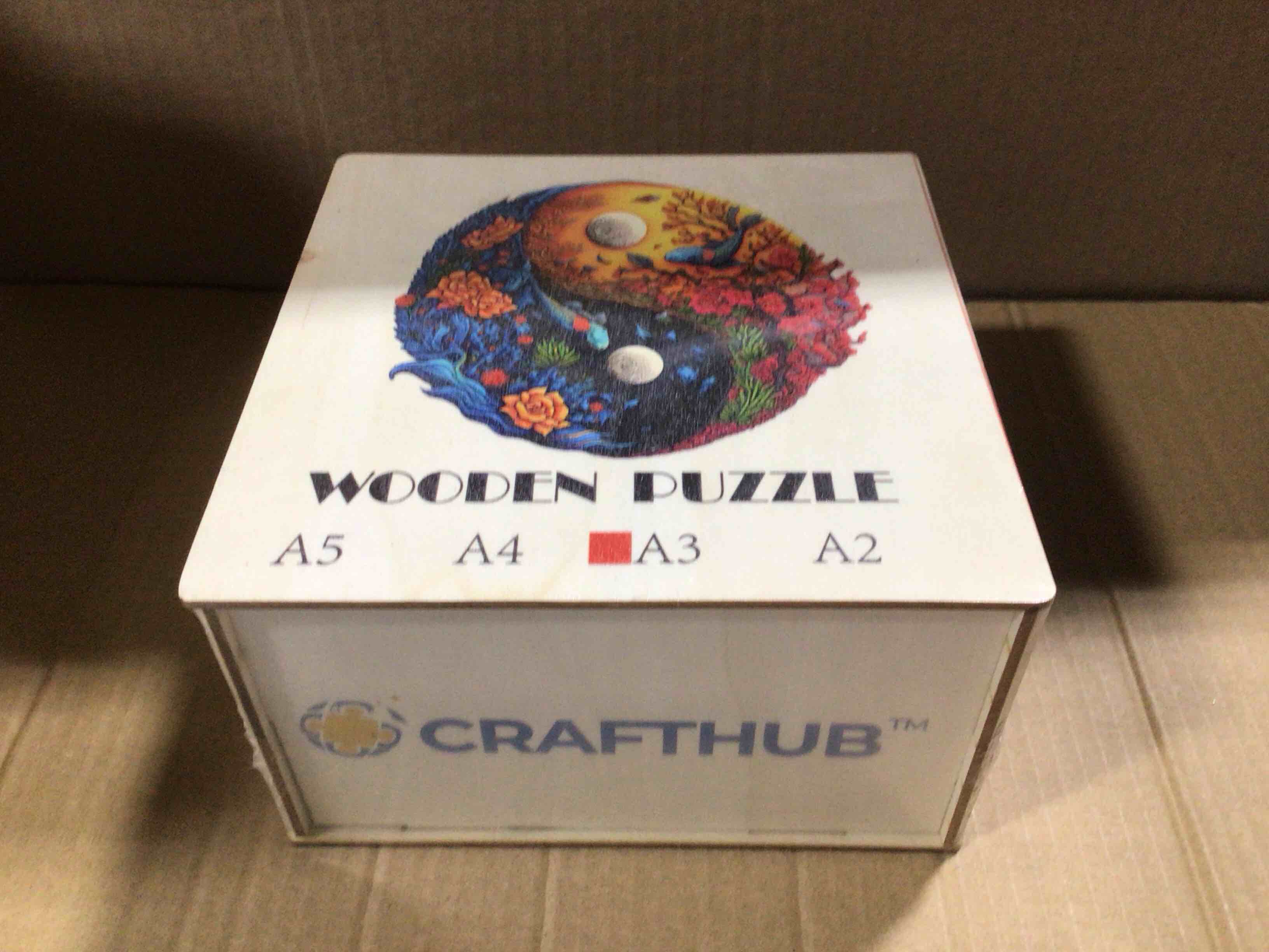 CraftHub Wooden Puzzle of a Night and Day Yin Yang, Size A3 in Wooden Box