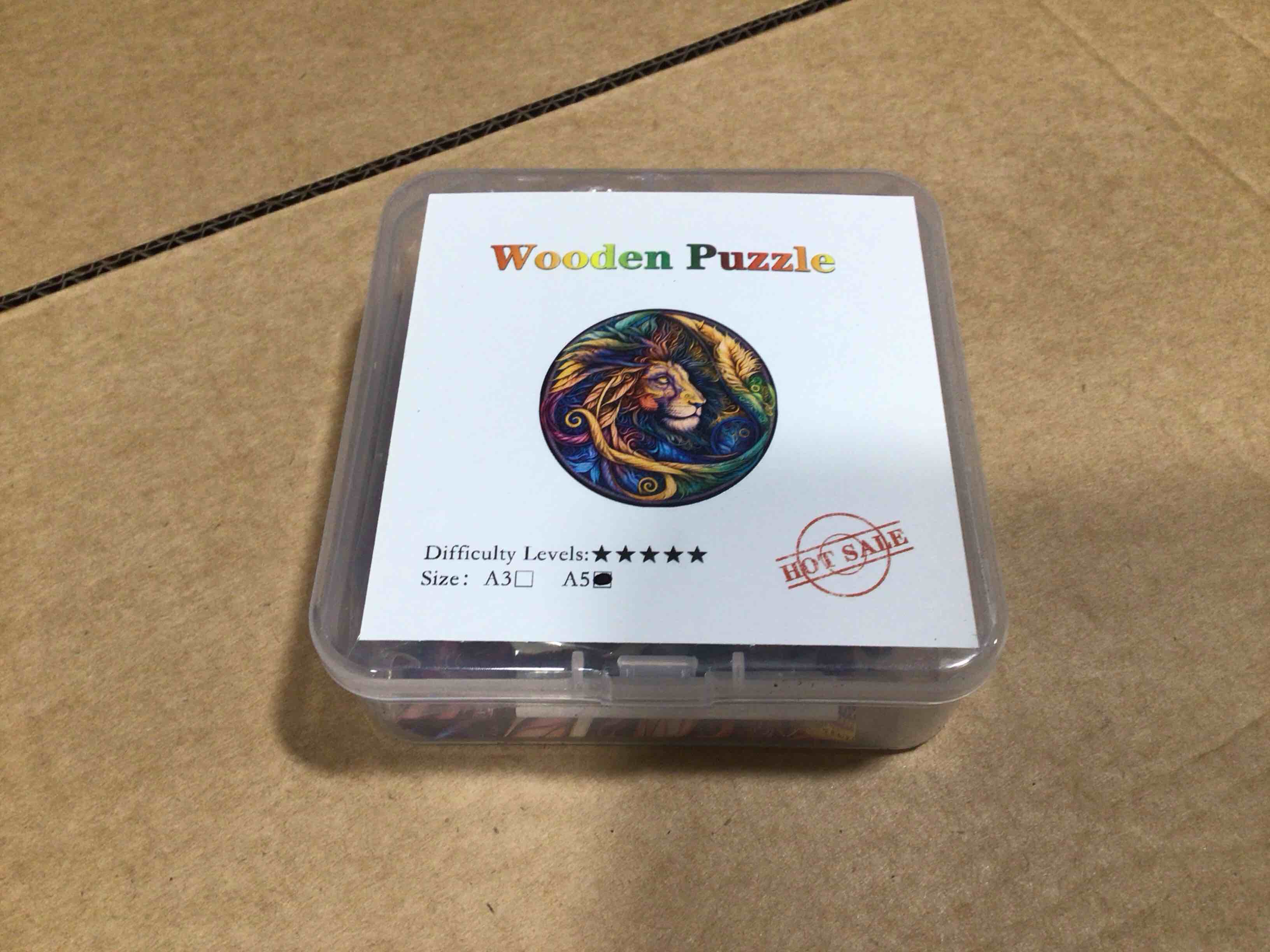 CraftHub Wooden Puzzle of Lion, Size A5 in Plastic Box