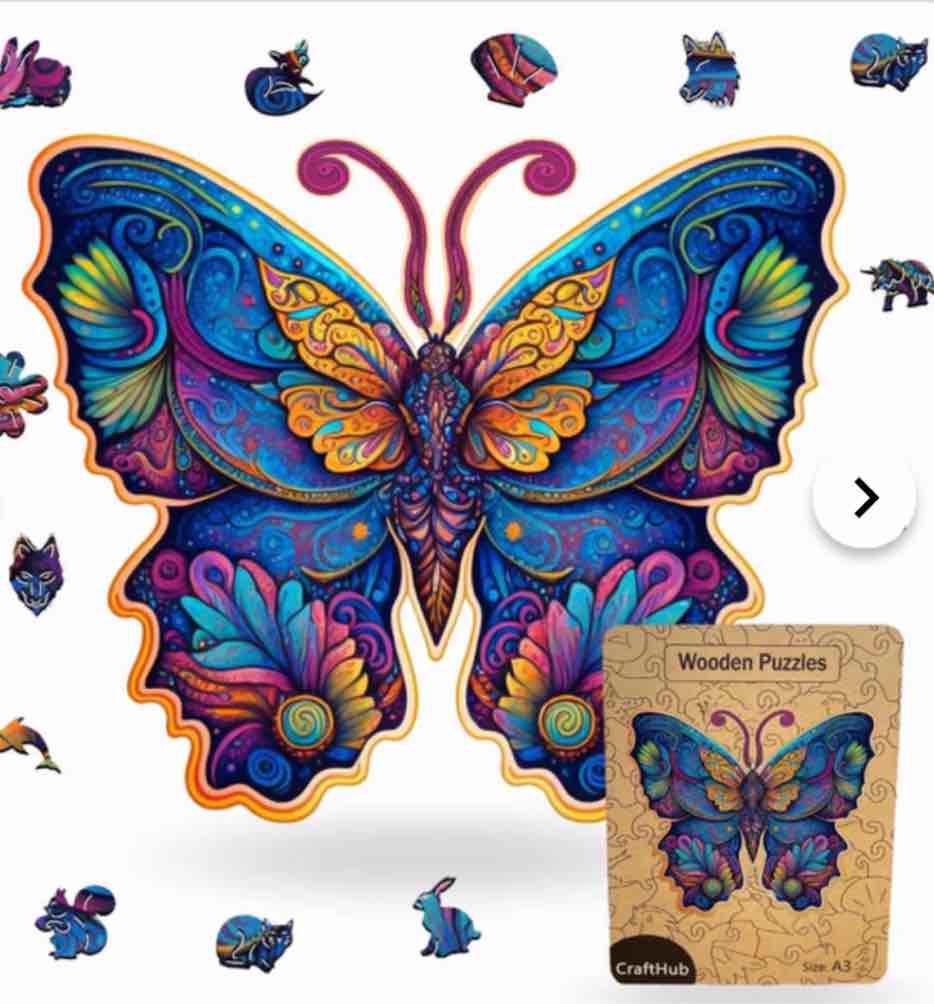 CraftHub Large Wooden Puzzle Galaxy Butterfly A3, 121 Pie