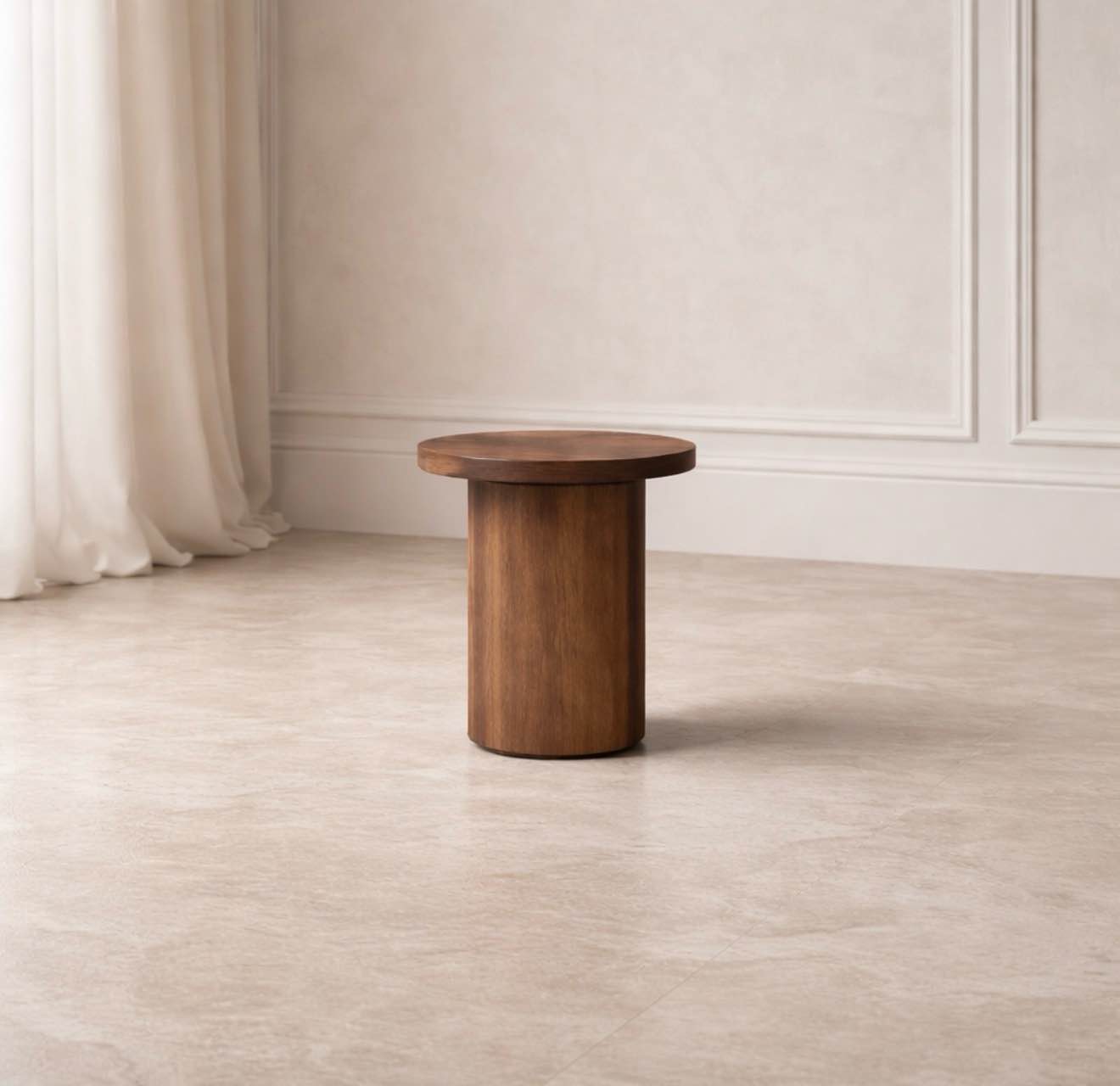 Thuma Pedestal Side Table Walnut 