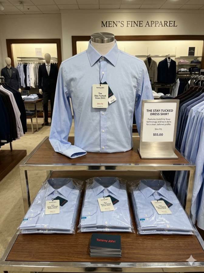 Tommy John the stay tucked dress shirt. Slim fit 16.5. 32/33.