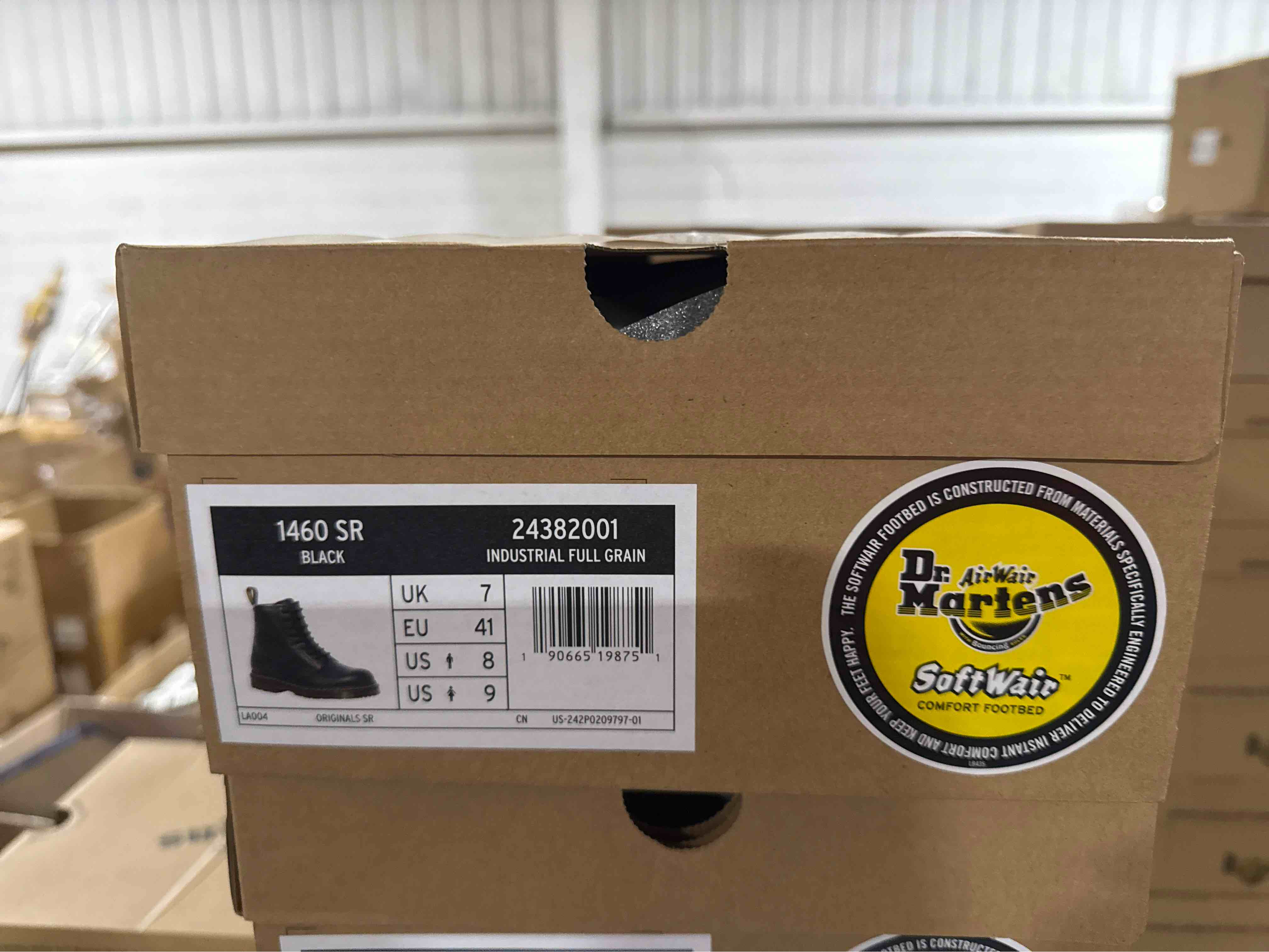 Condition photo showing New/Like New for size 8 dr. martens, unisex 1460 slip resistant service boots