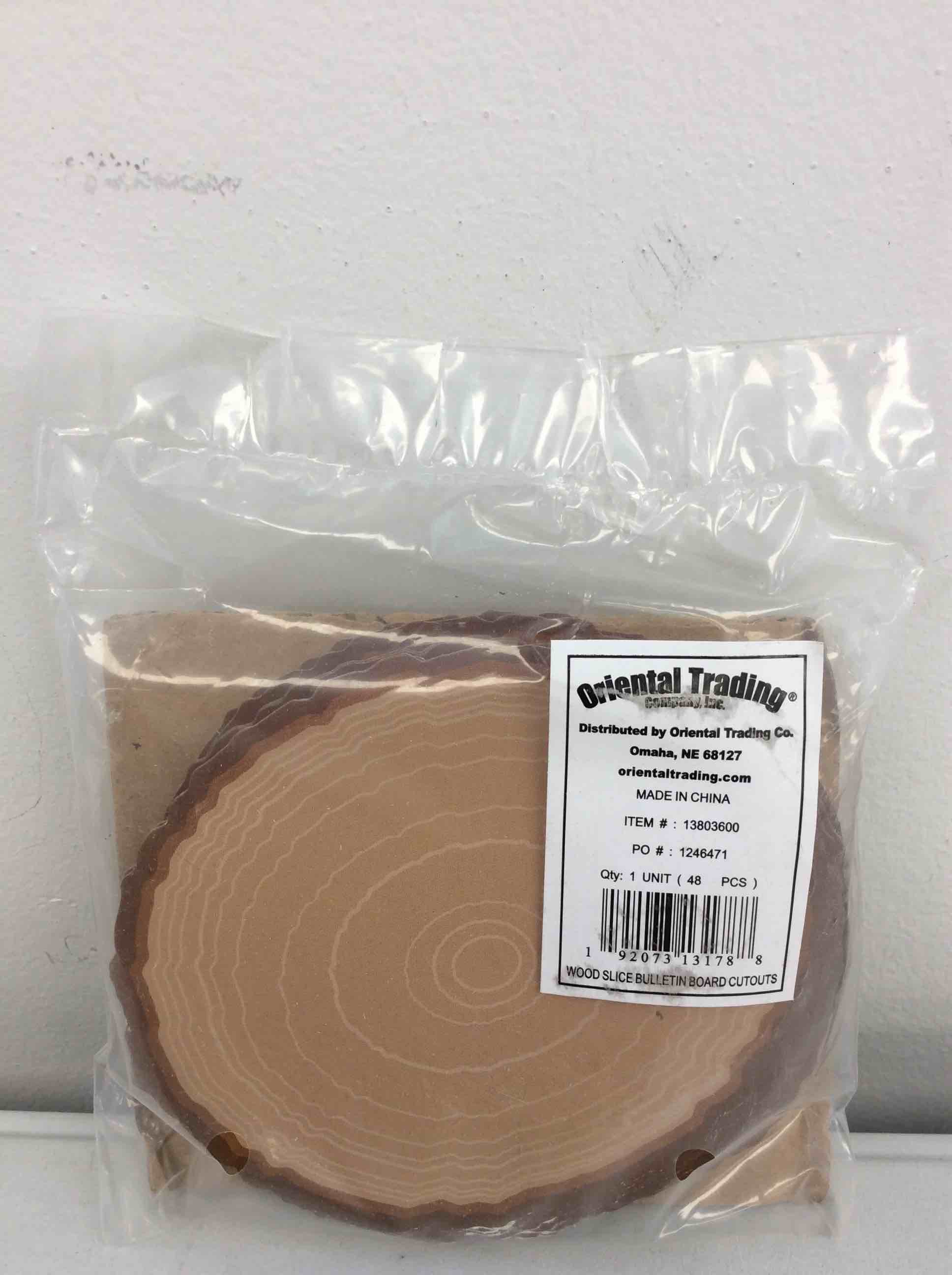 Condition photo showing New/Like New for oriental trading wood slice bulletin board cutouts