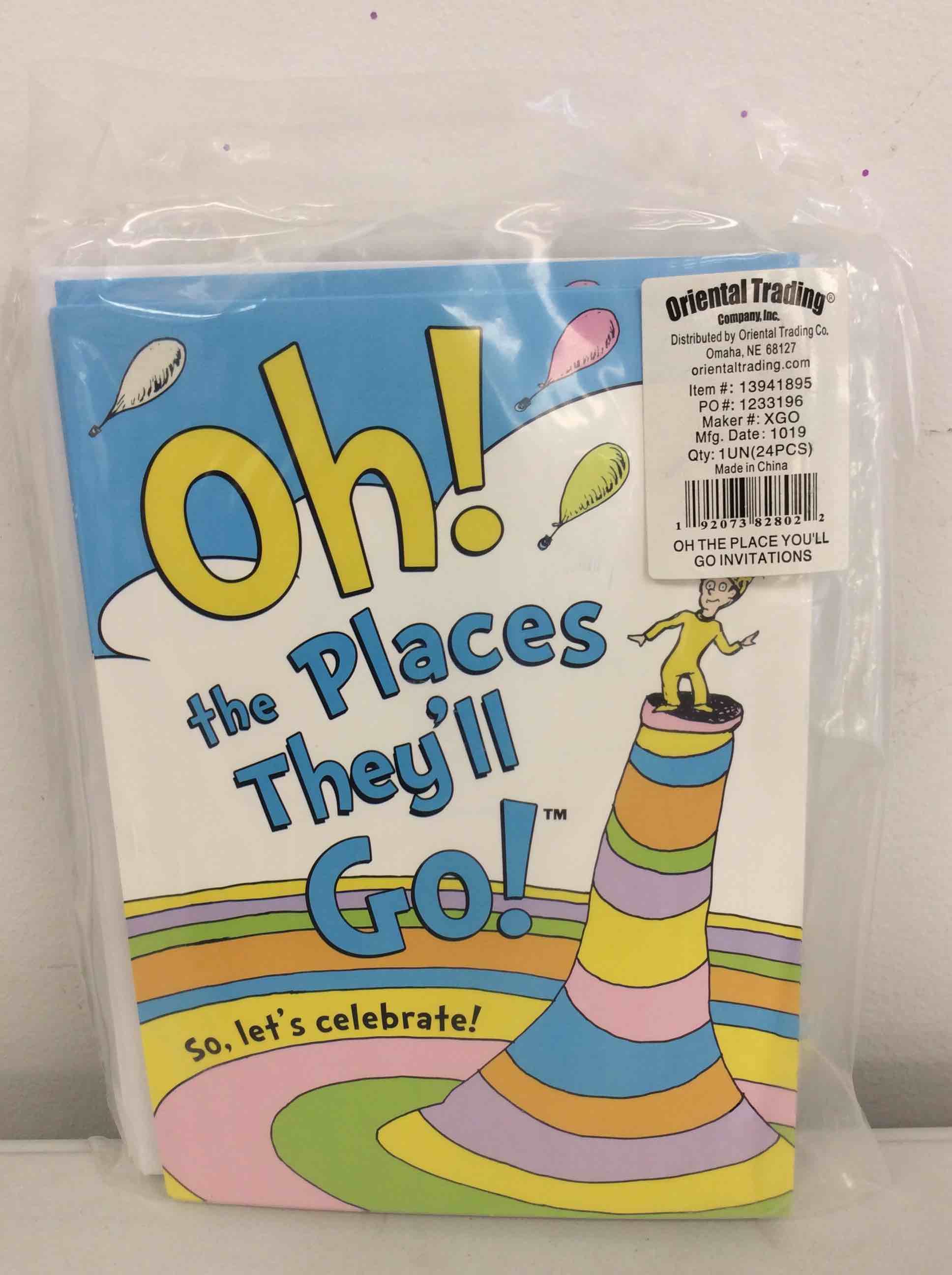 Condition photo showing New/Like New for oriental trading oh the place you’ll go invitations 24pcs