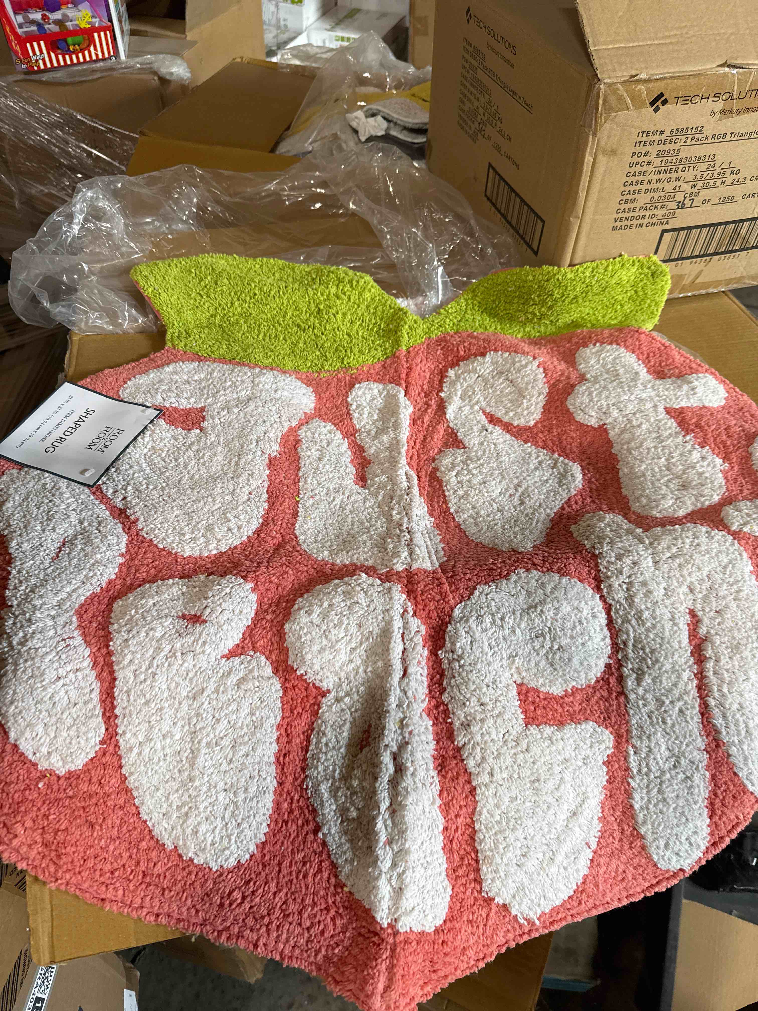 Condition photo showing Brand New for Room 2 Room peach shaped rug just peachy 