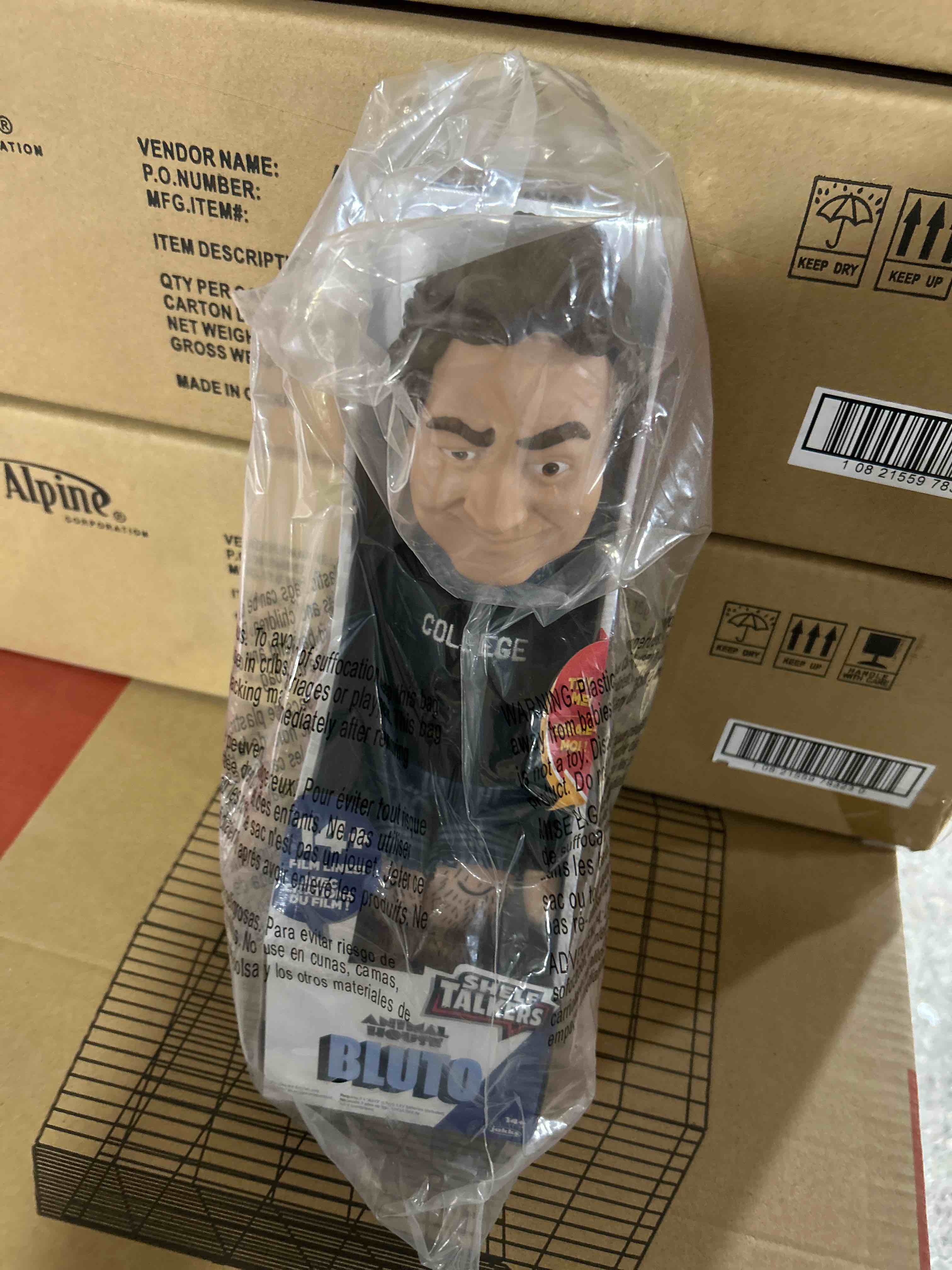 Condition photo showing New/Like New for shelf talkers 12" talking plush bluto from animal house movie, pull string toy collectible plush