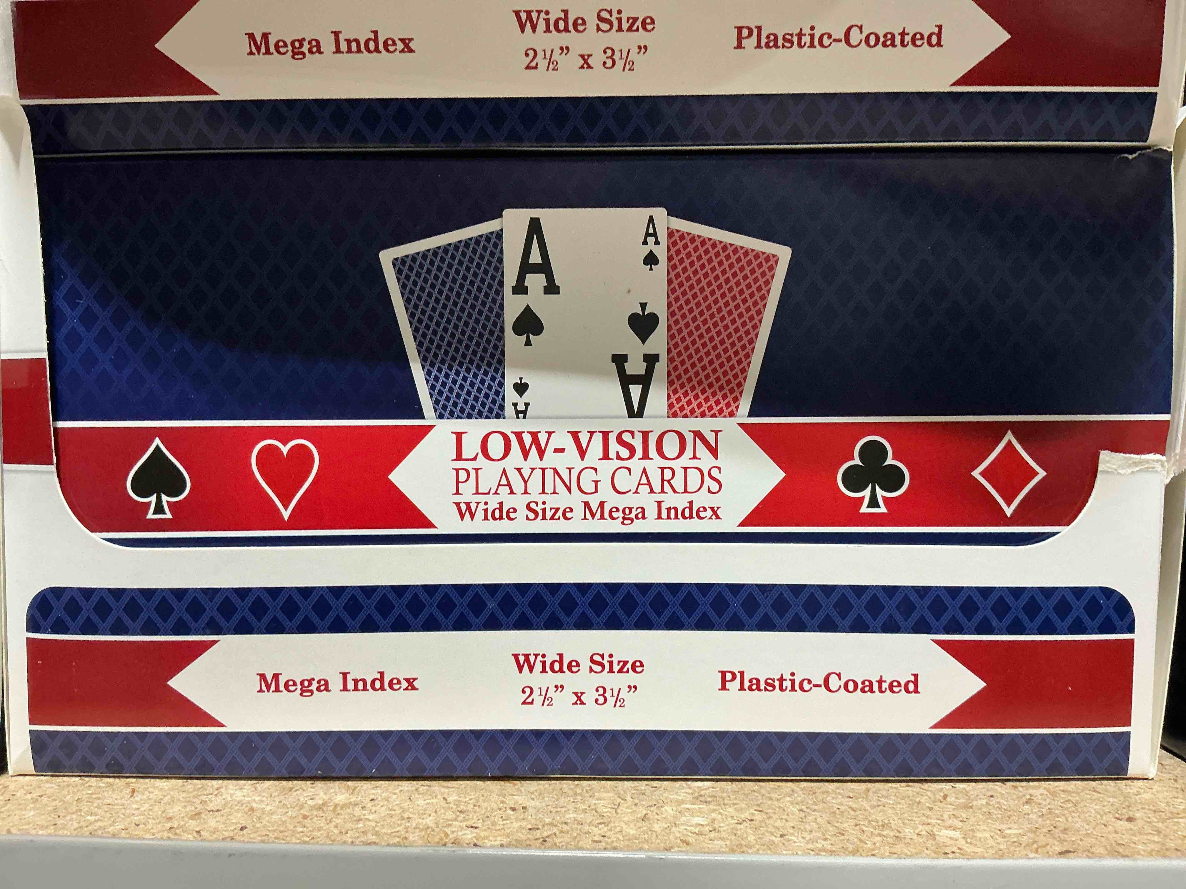 12 pack GCAR-013 Low-Vision Mega Index Playing Cards; Red & Blue - 12 Decks